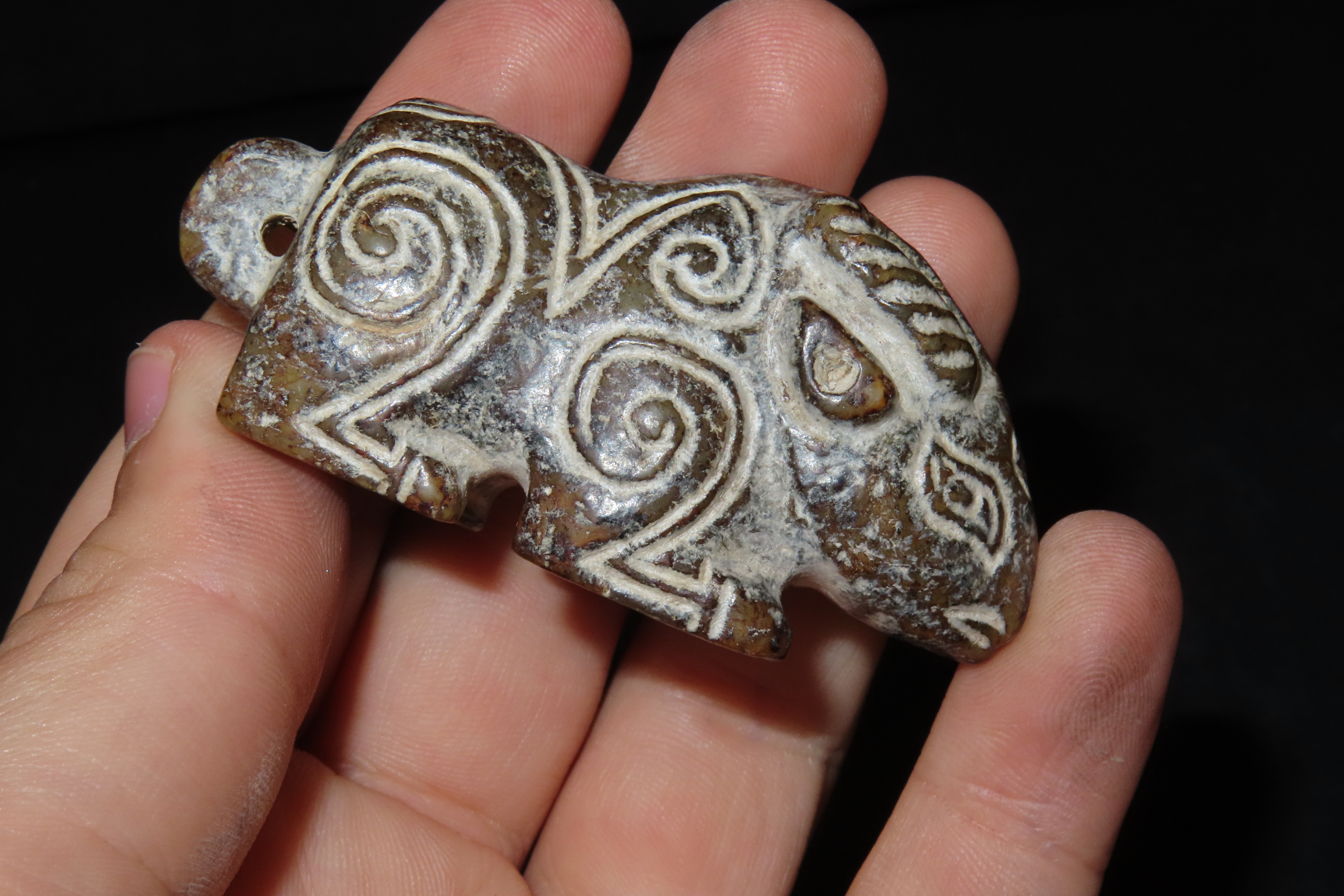 2 5/8" x 1 1/4" Chinese Jade Carved Goat Effigy