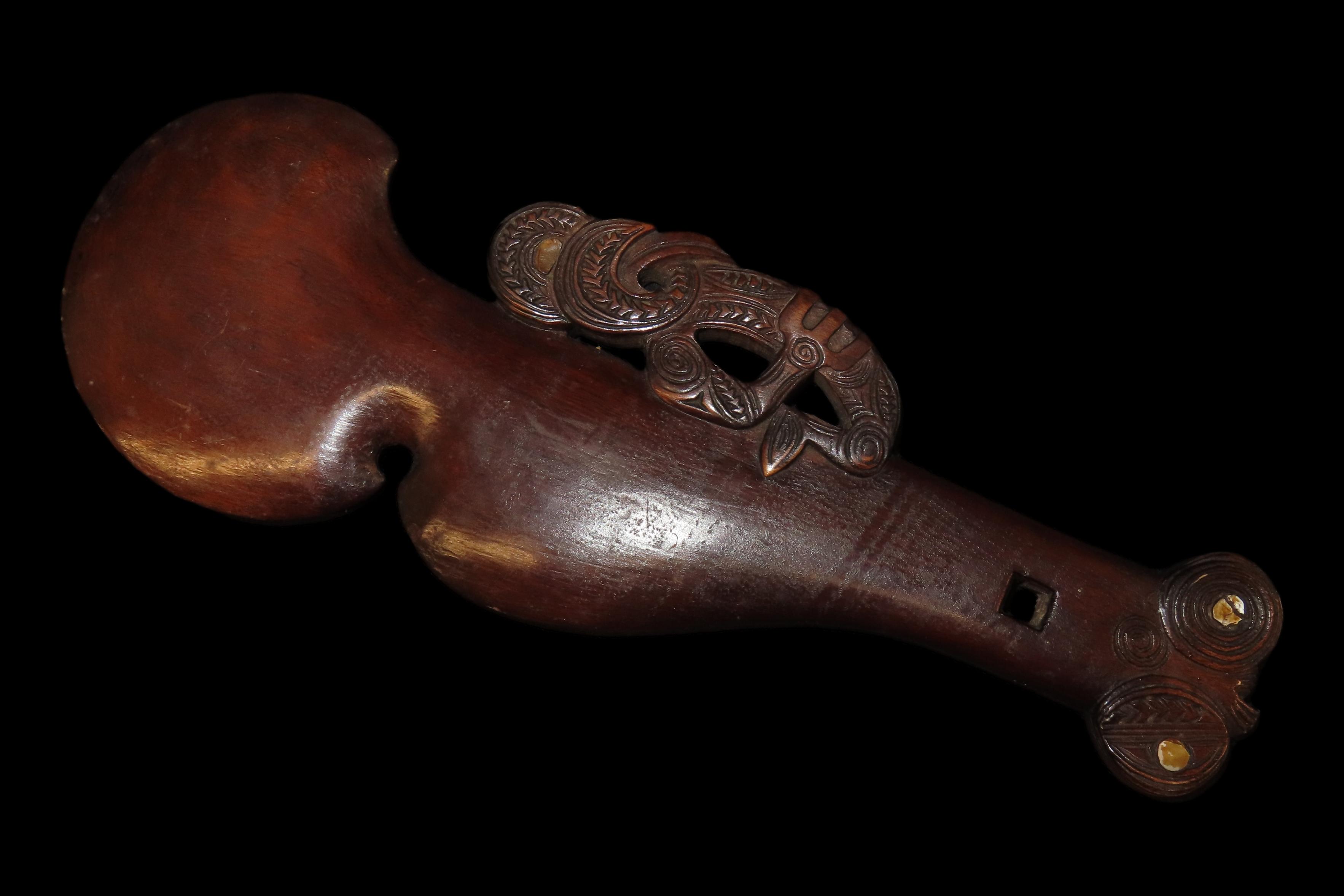 11 5/8" x 4" New Zealand Maori Wood Club with Tiki