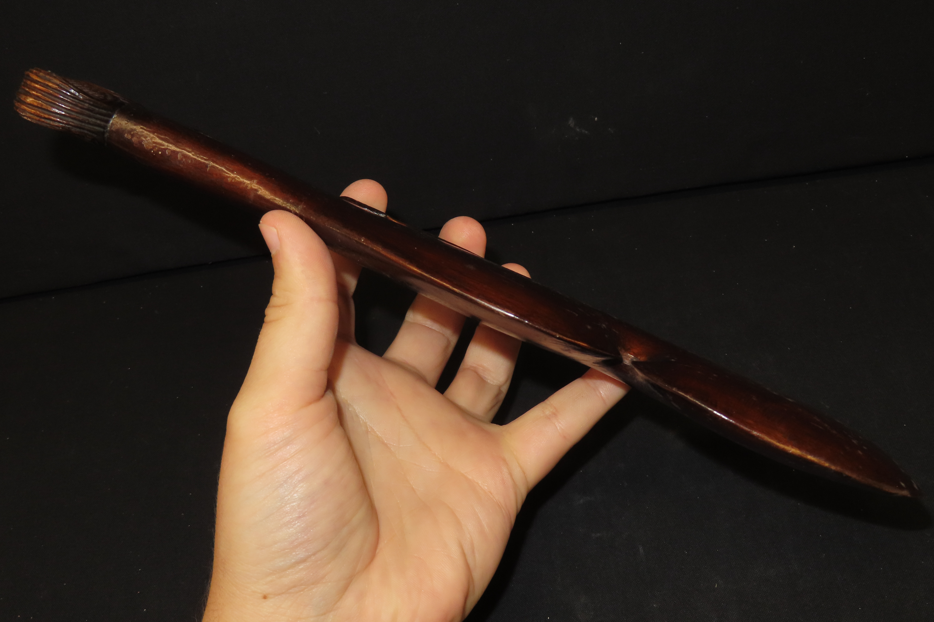 11 5/8" x 4" New Zealand Maori Wood Club with Tiki