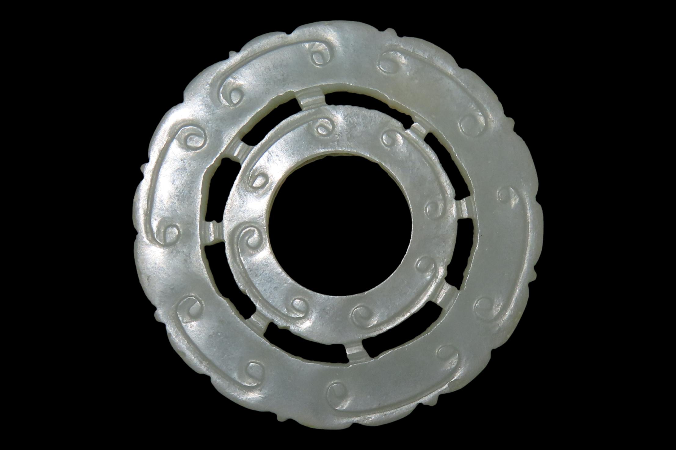1 1/4" Chinese Jade Carved Wheel Effigy, Fine Fat Jade