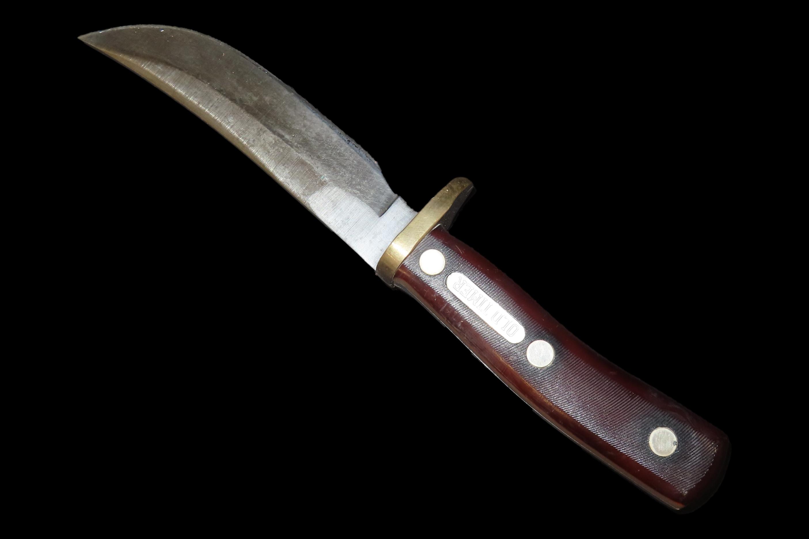 9 3/4" x 1" Old Timer Skinning Knife, Stag Handle, Leather Sheath