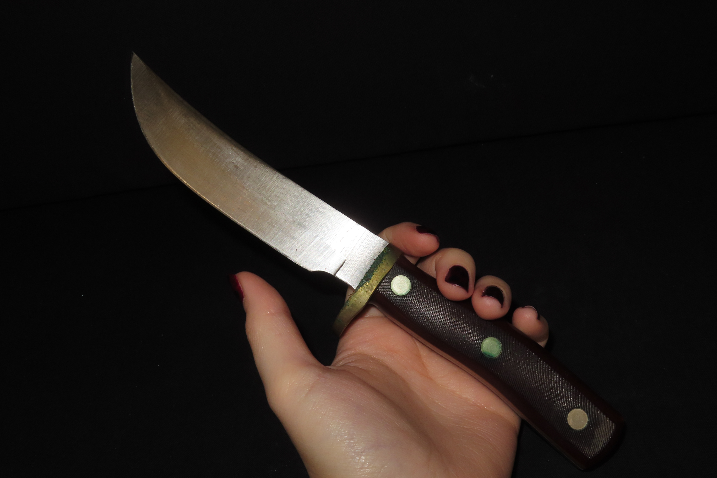 9 3/4" x 1" Old Timer Skinning Knife, Stag Handle, Leather Sheath