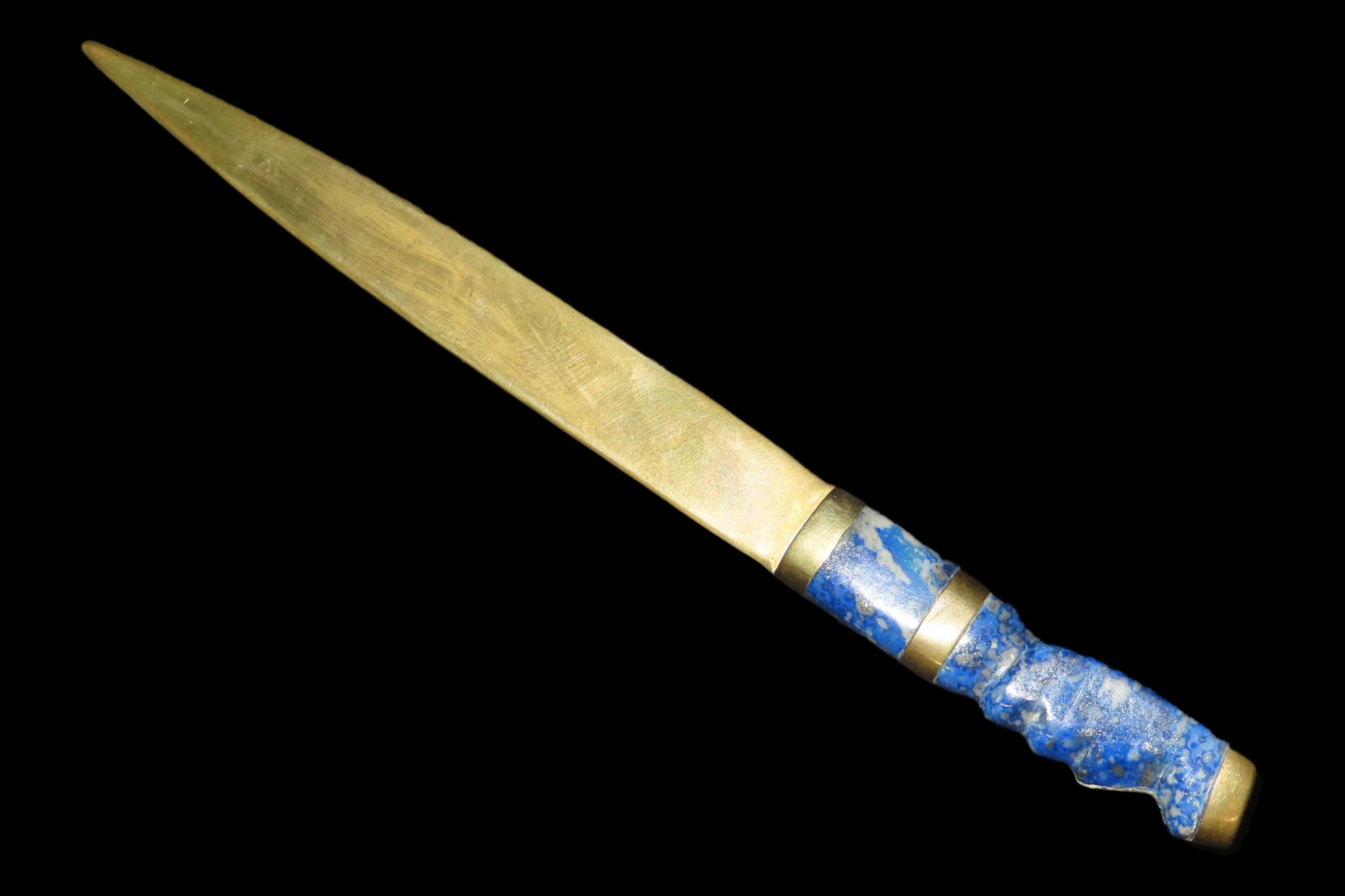 6 1/4" Brass Letter Opener with Lapis Moai Handle, Easter Island