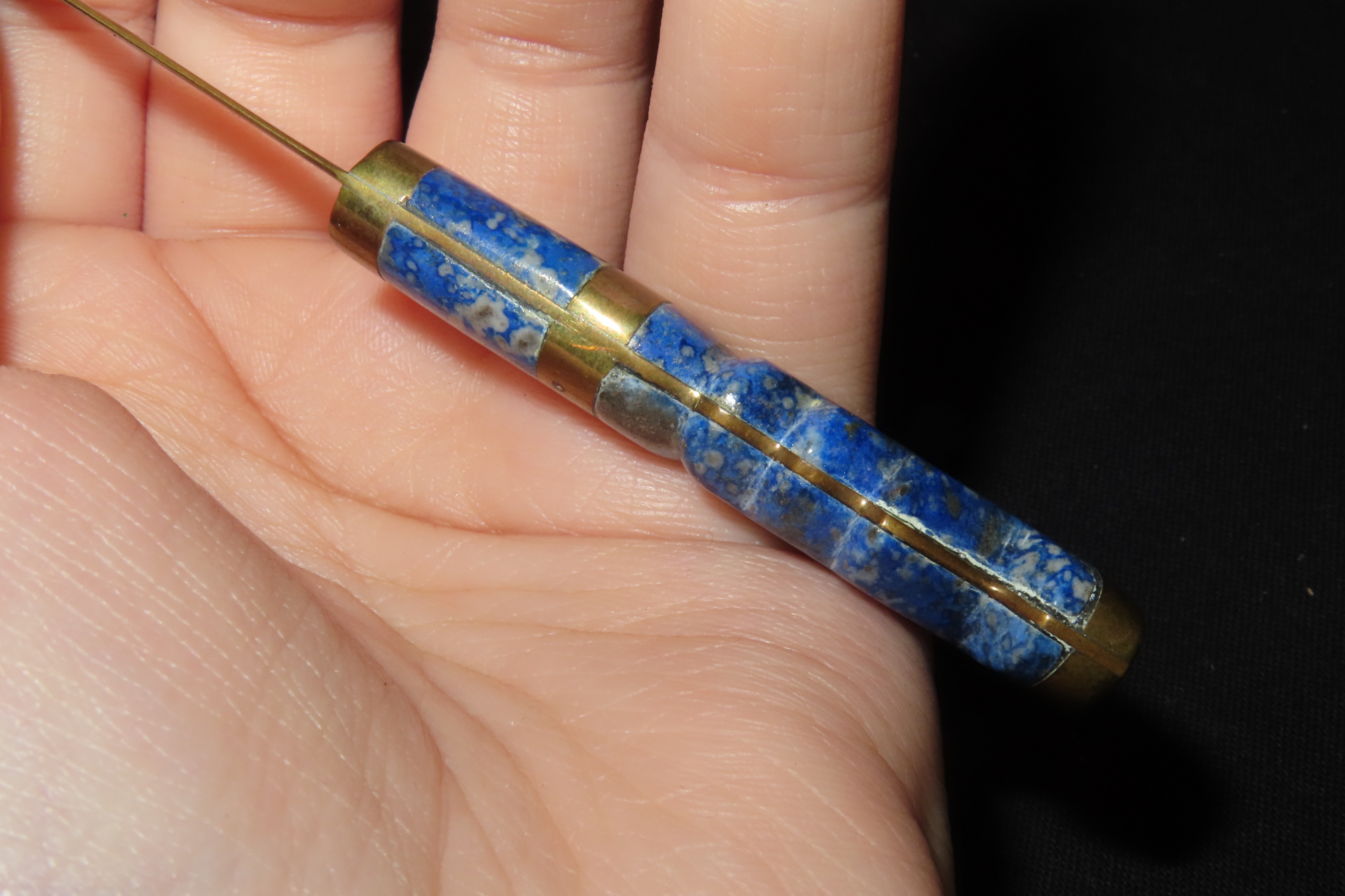6 1/4" Brass Letter Opener with Lapis Moai Handle, Easter Island