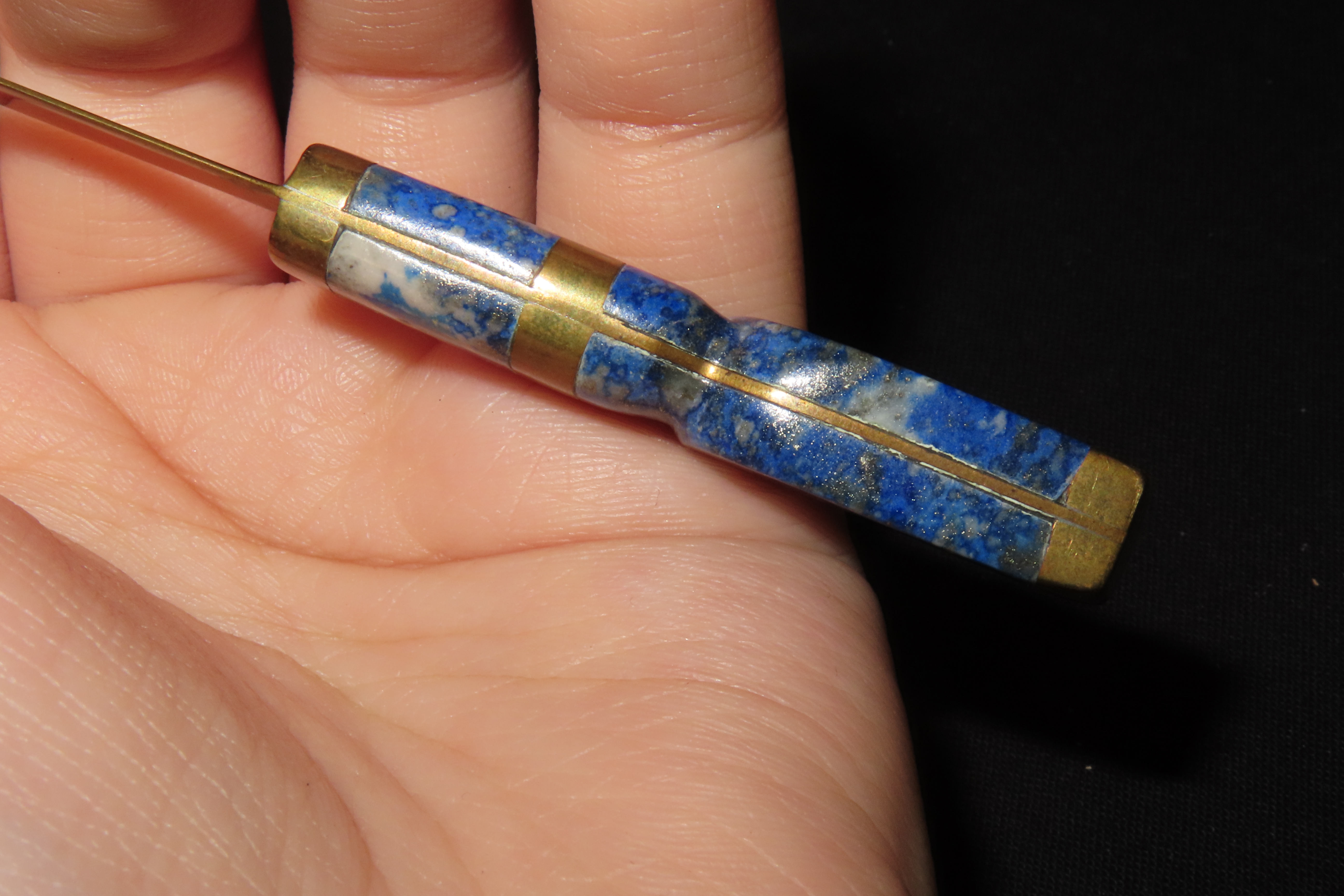6 1/4" Brass Letter Opener with Lapis Moai Handle, Easter Island
