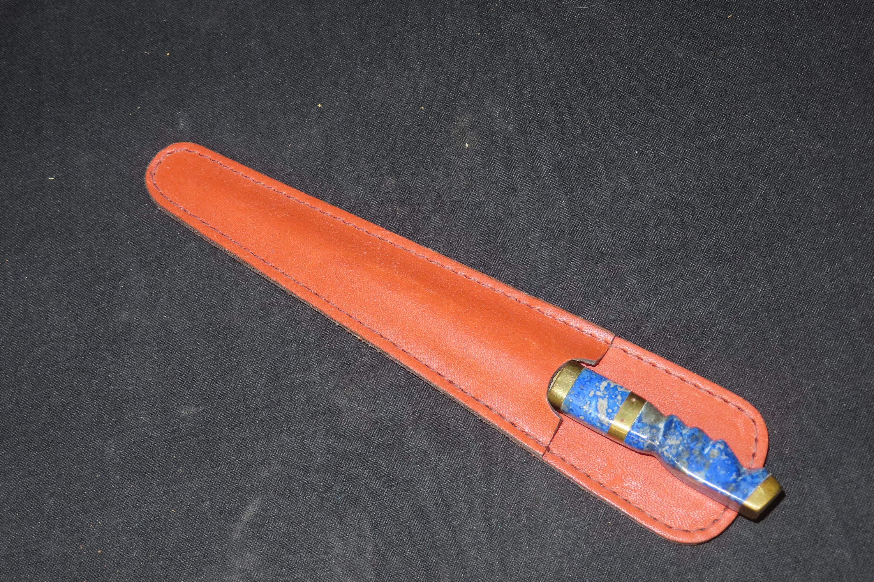 6 1/4" Brass Letter Opener with Lapis Moai Handle, Easter Island