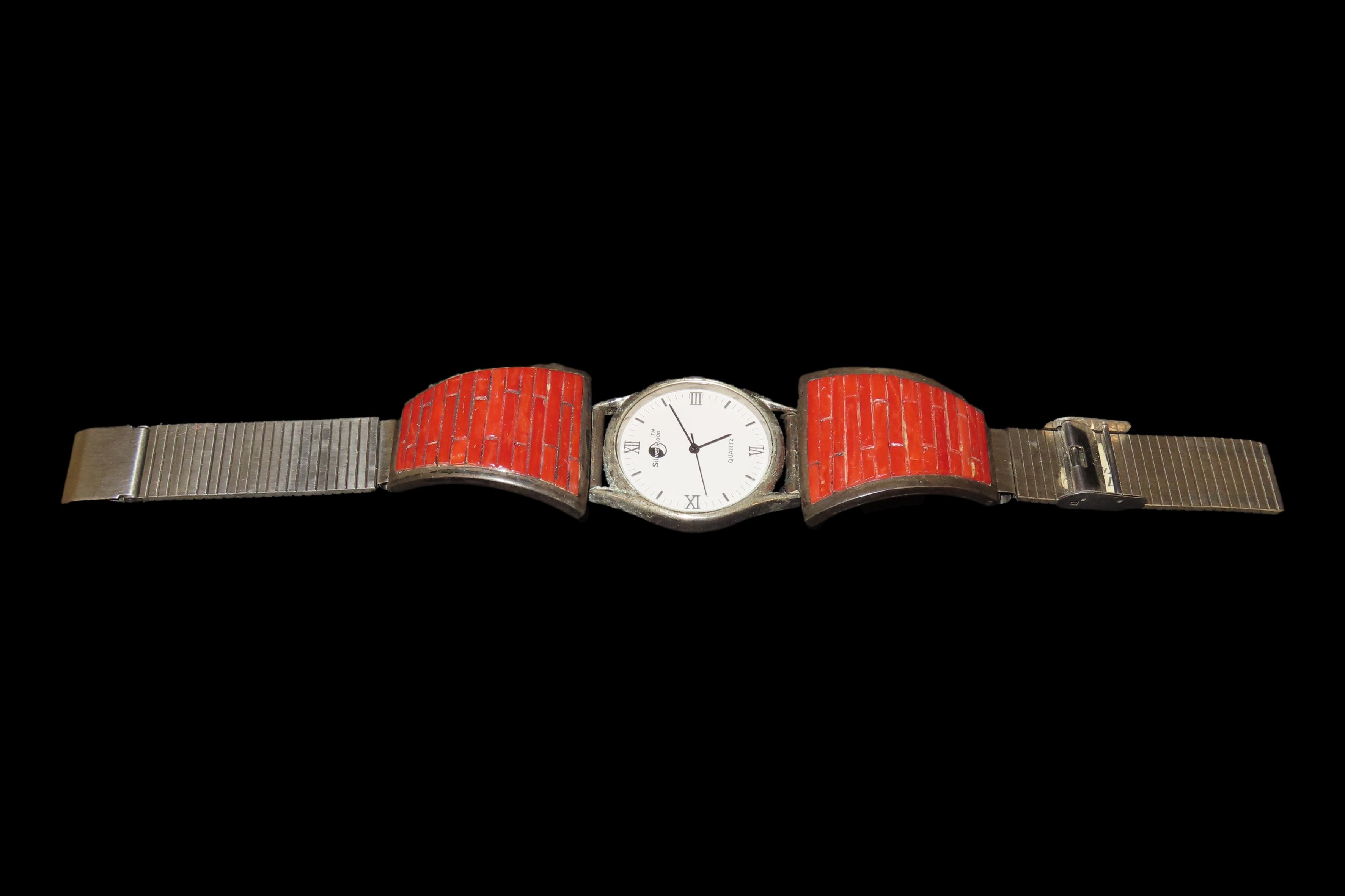 9 1/8" x 1 1/4" Native American Watch Band, Red Coral