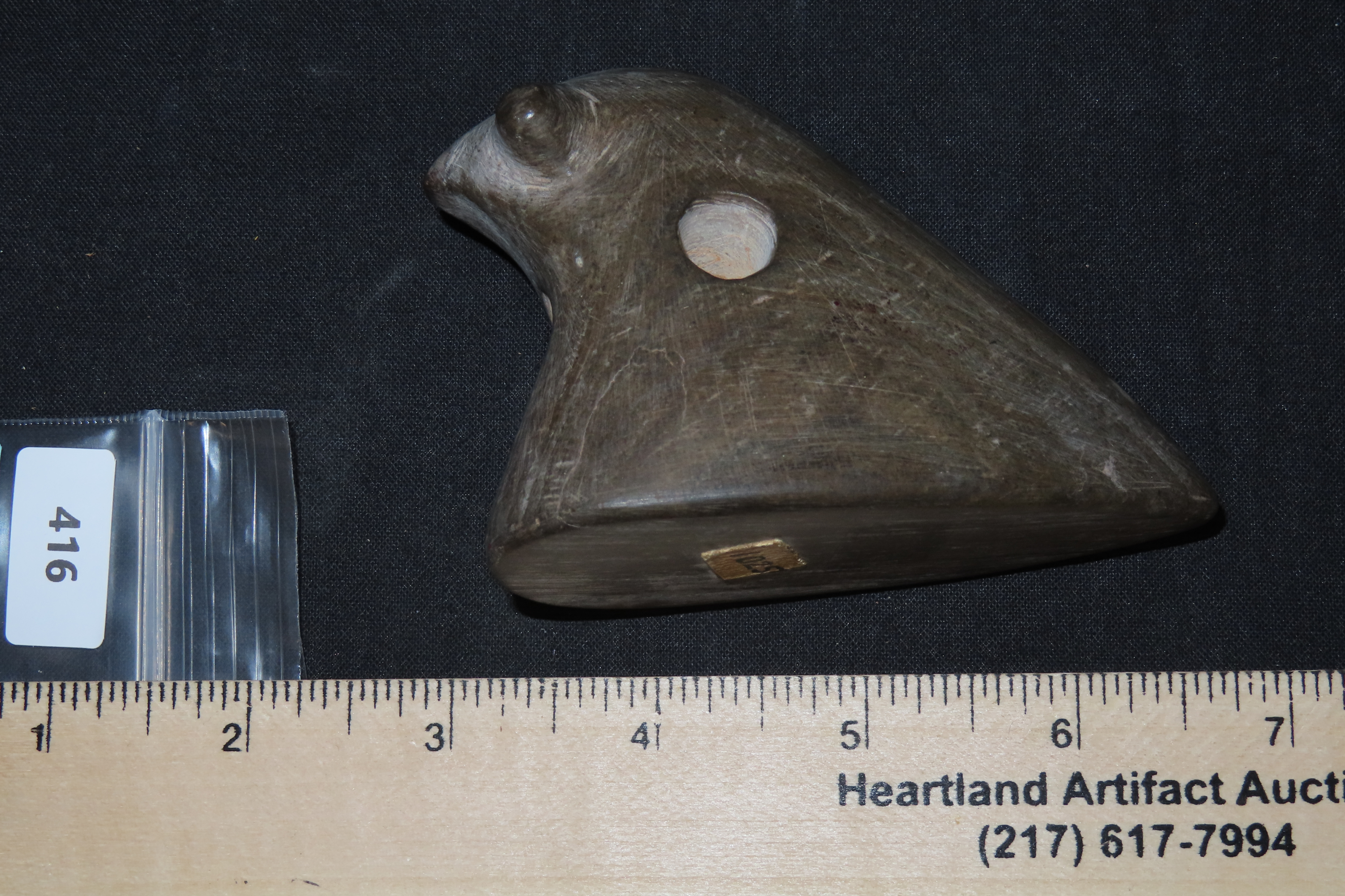 3 1/4" x 1 3/8" Slate Bird Bust, Eichenberg Tag