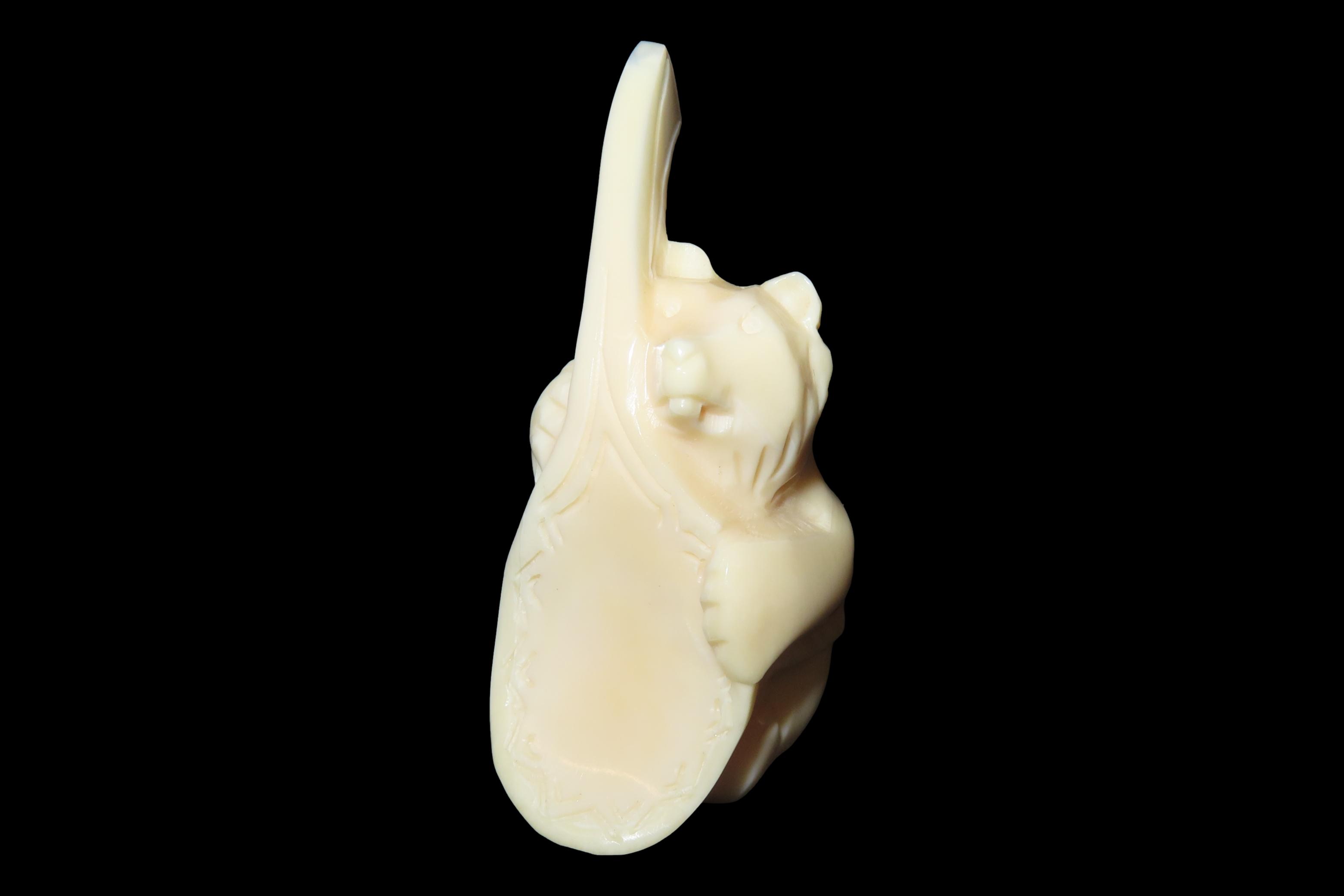 2 1/8" x 1" Bone Carved Bear with Honey Spoon