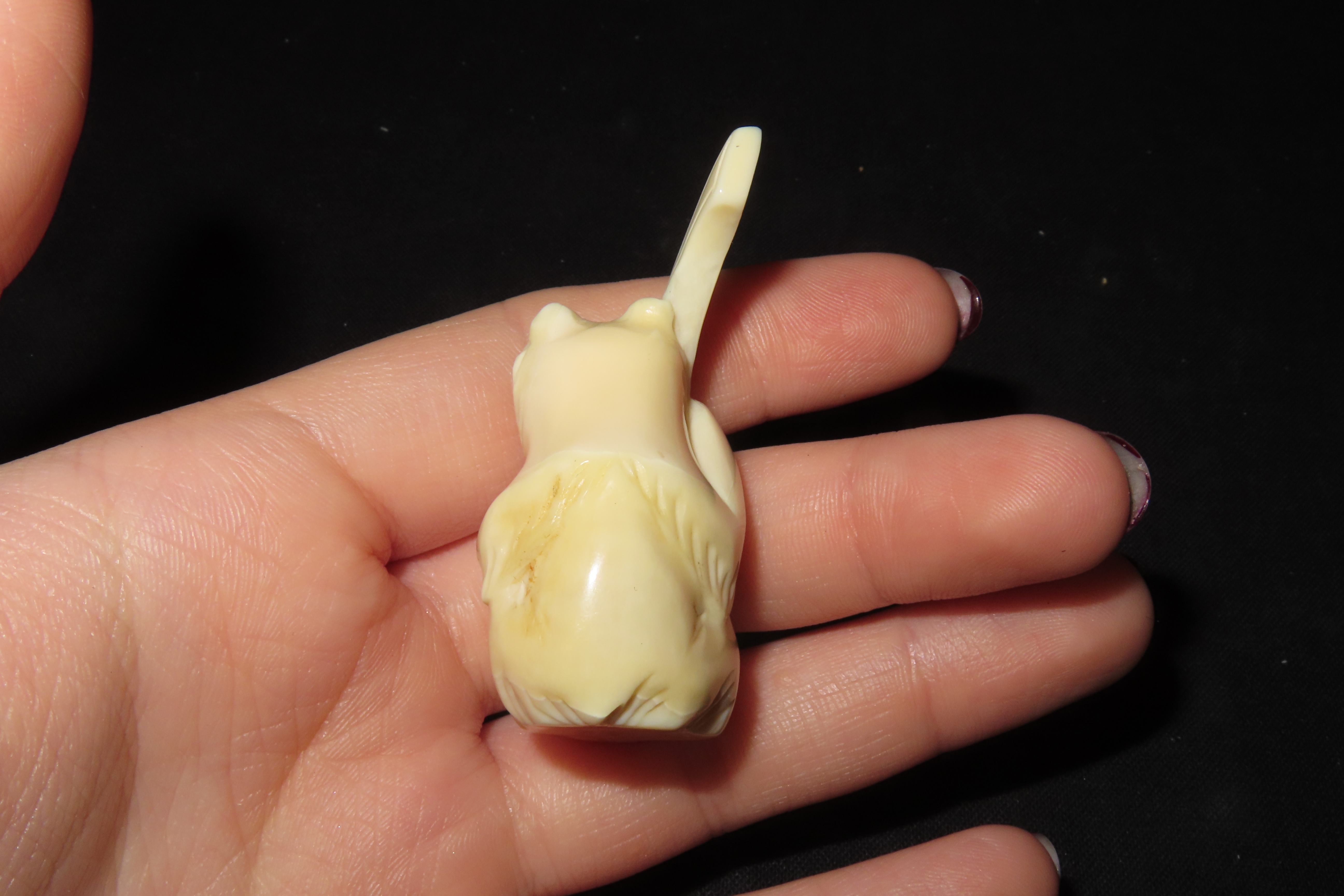 2 1/8" x 1" Bone Carved Bear with Honey Spoon