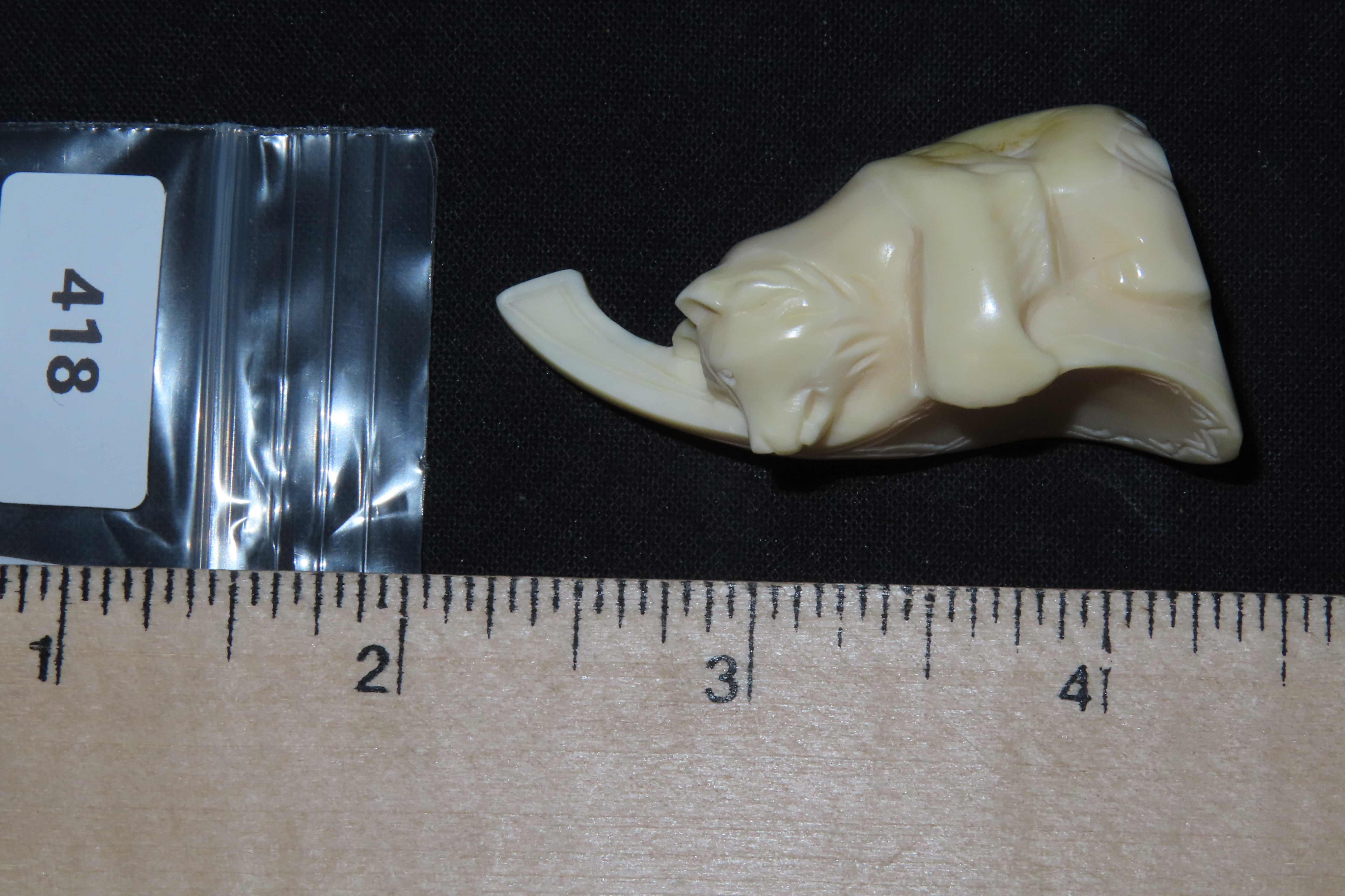 2 1/8" x 1" Bone Carved Bear with Honey Spoon