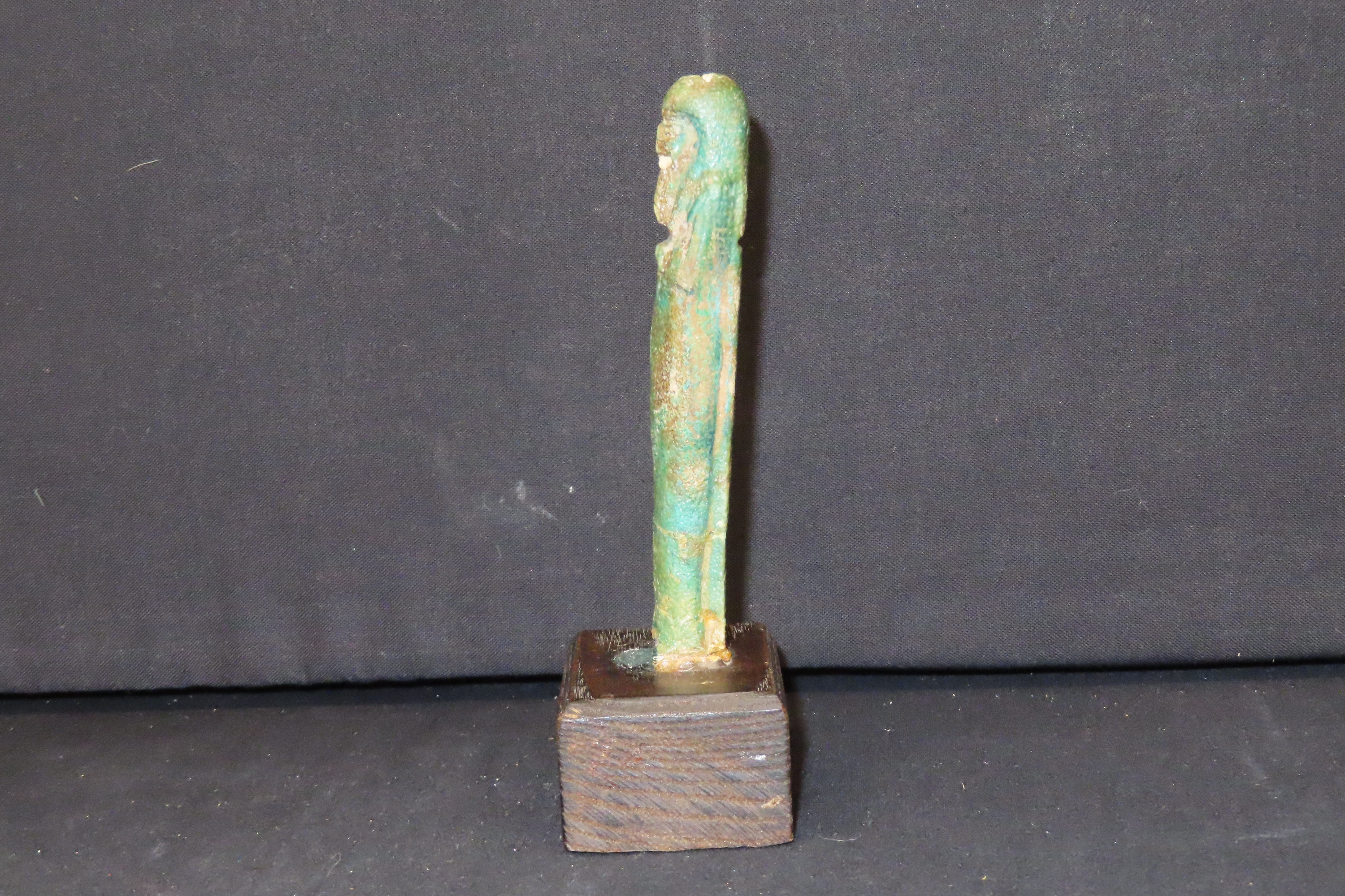 5 1/2" Ancient Egyptian Ushabti, Wooden Display Stand Included