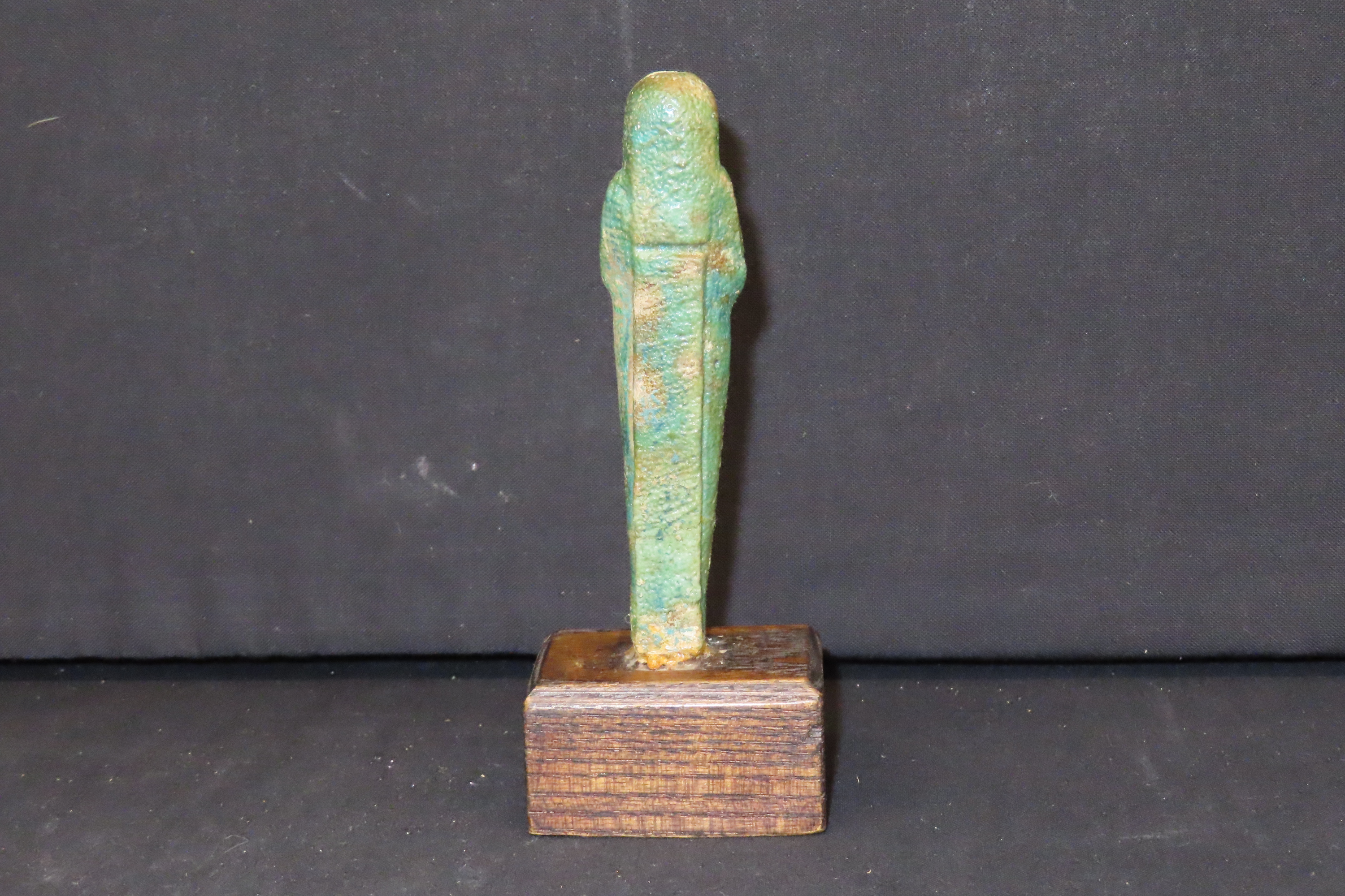5 1/2" Ancient Egyptian Ushabti, Wooden Display Stand Included