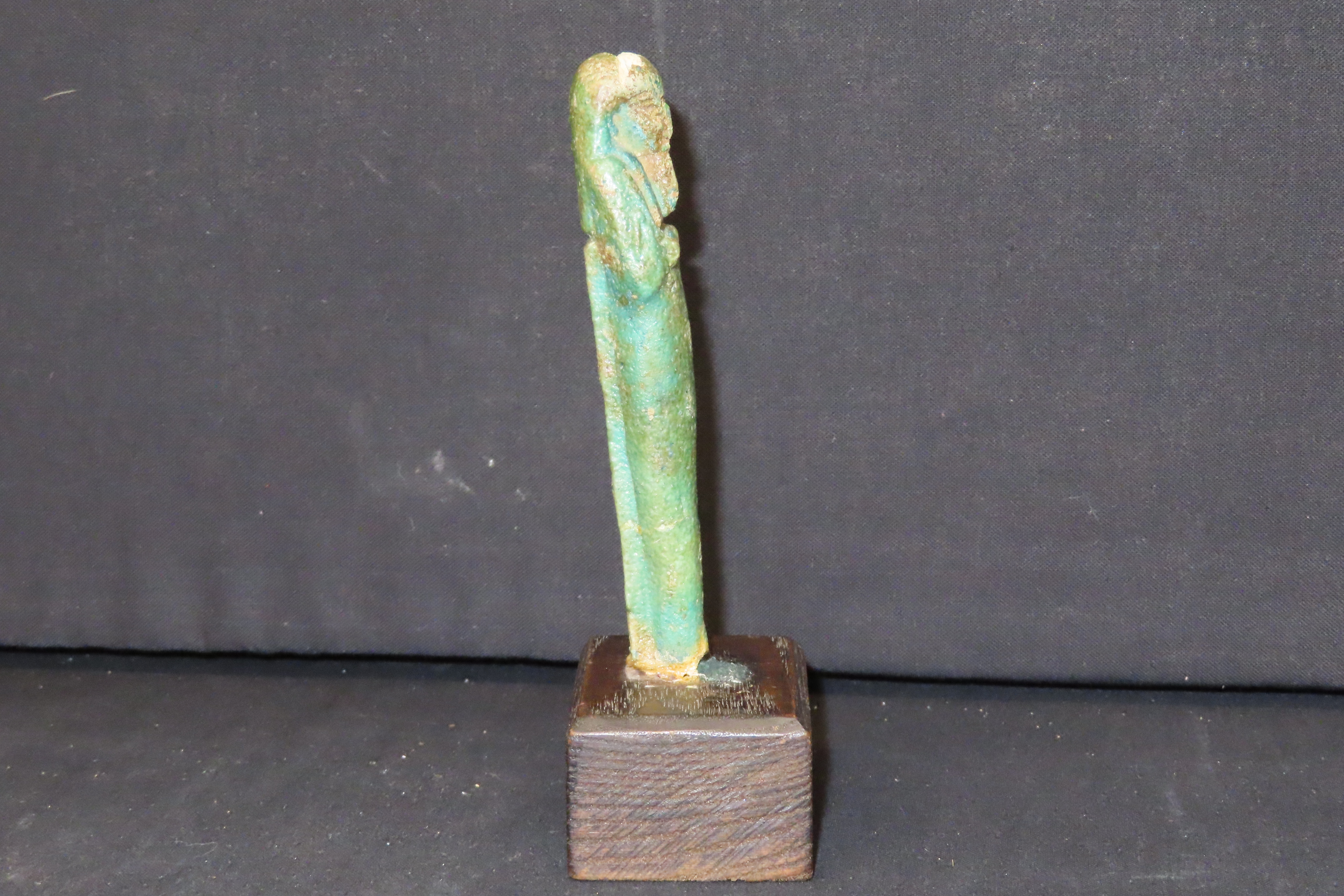 5 1/2" Ancient Egyptian Ushabti, Wooden Display Stand Included