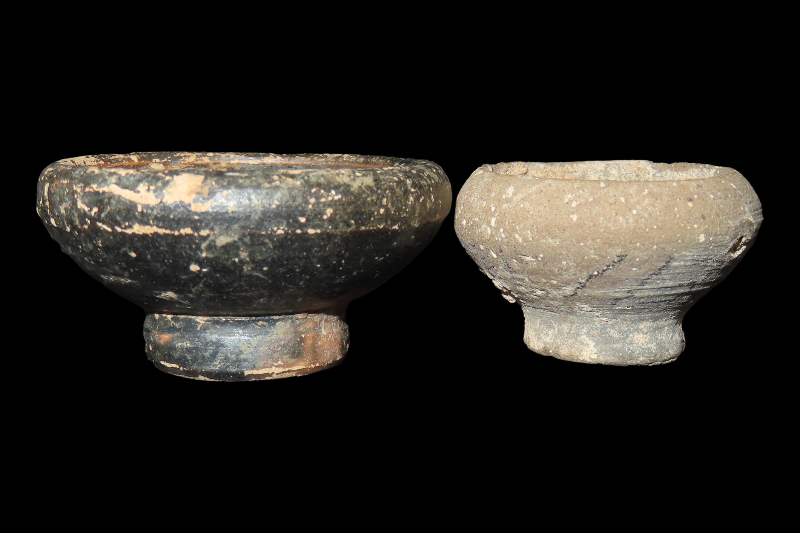Lot of 2 Miniature Pots from Pompeii, 79 AD, Largest 2"