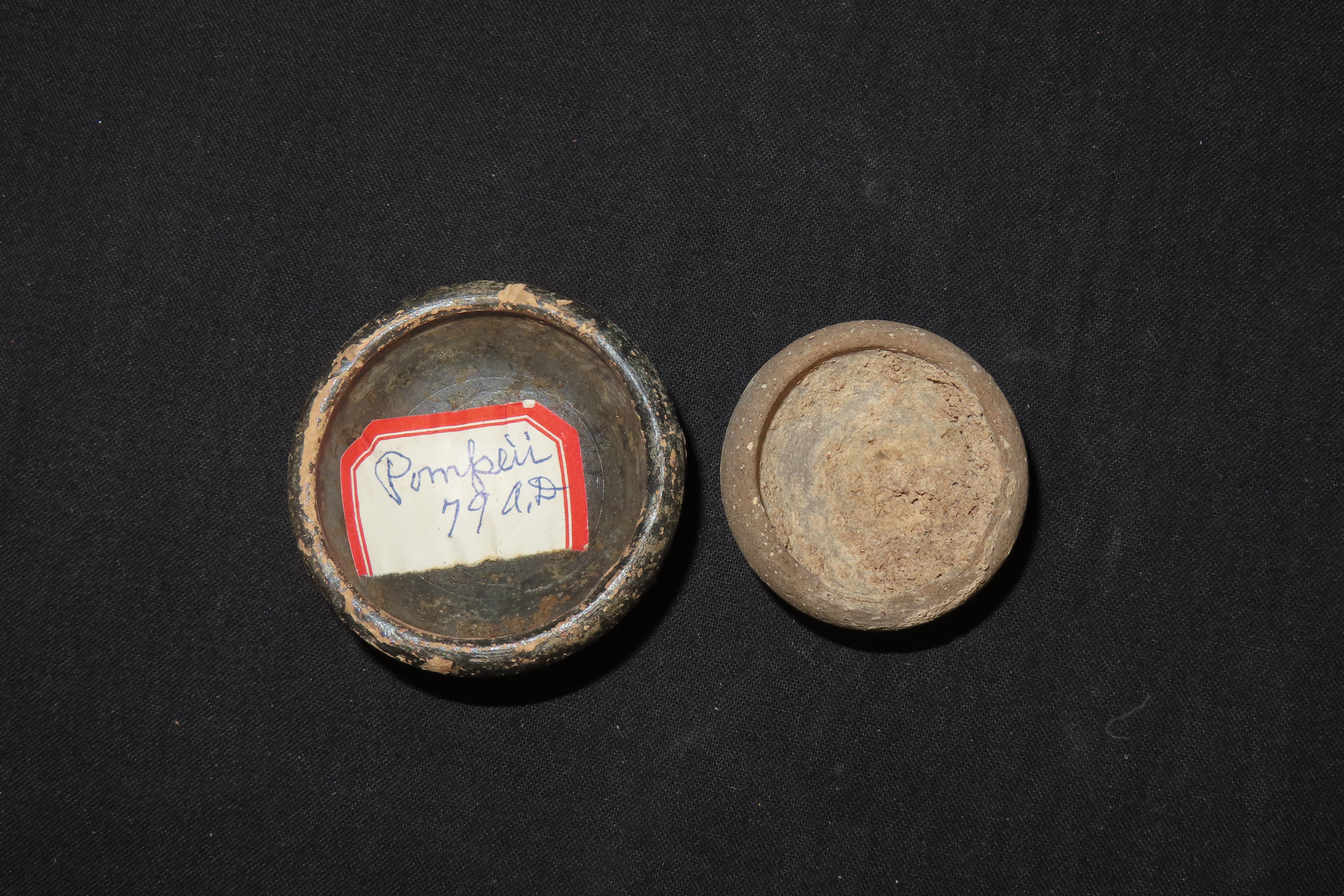 Lot of 2 Miniature Pots from Pompeii, 79 AD, Largest 2"
