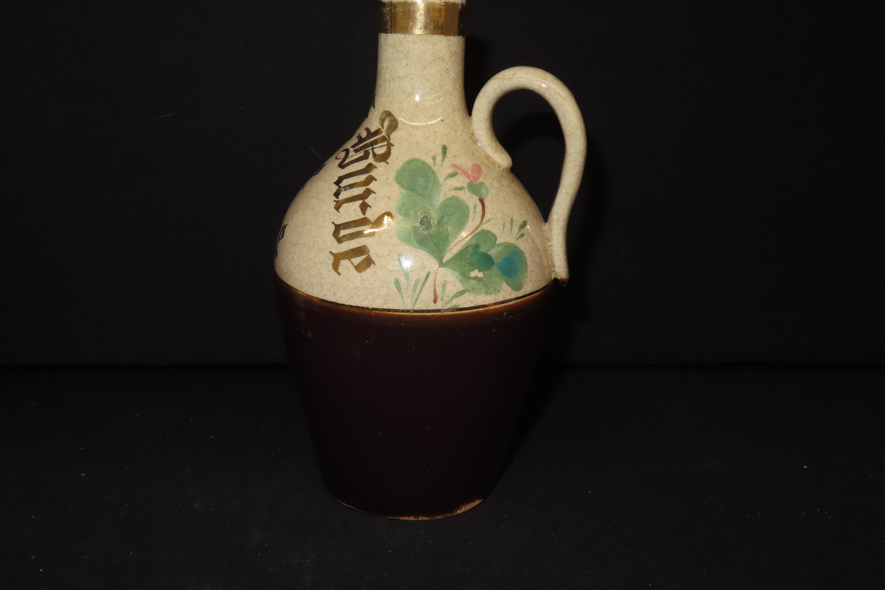 Lot of 2 Brown-in-White Ginger Bottles and 1 Advertised Rye Bottle