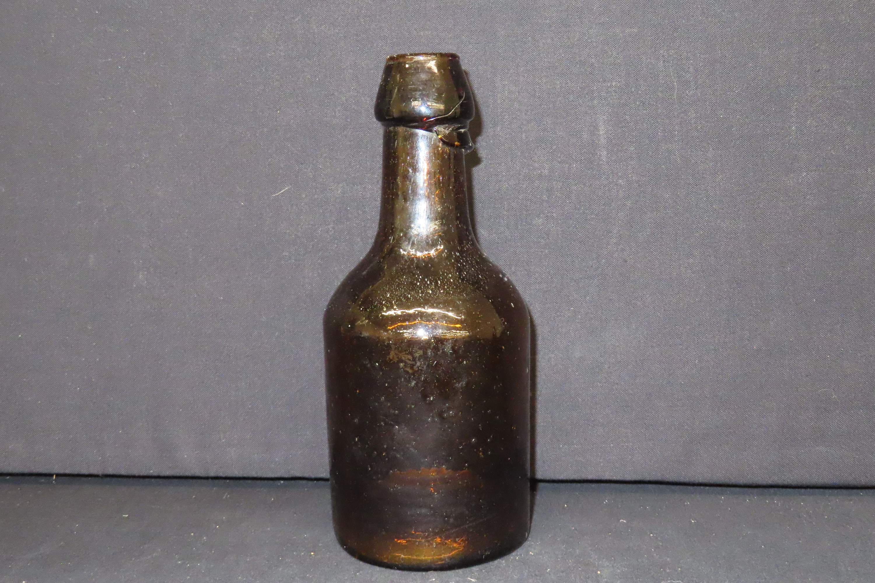 Lot of 2 Antique Brown Bottles, 1 Blown Iron Pontil Bottle and 1 Molded Iron Pontil Bottle, 1800s