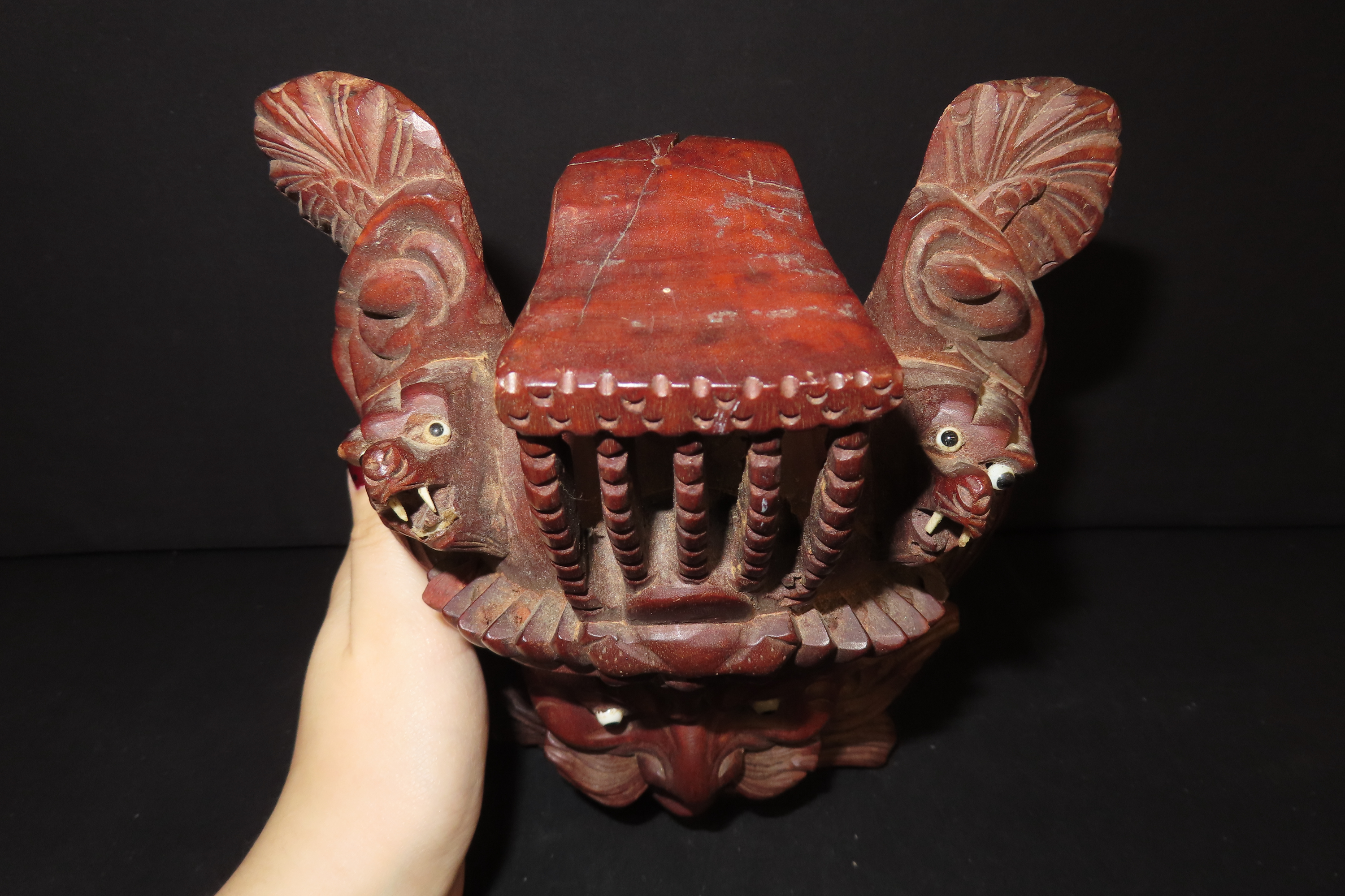 8 1/8" Japanese Shikami (Shishiguchi) Mask, Wood