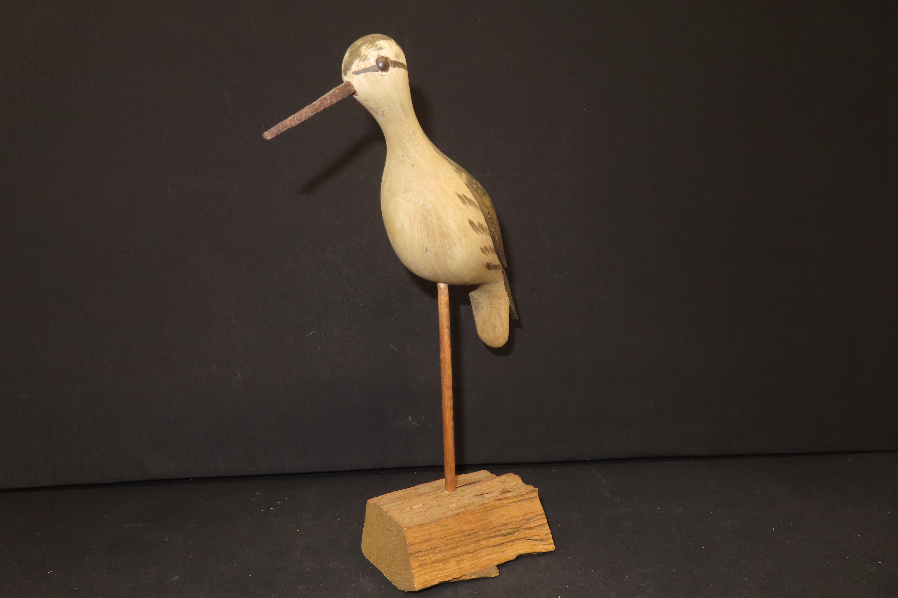 11.5" Vintage Carved Wooden Shore Bird Figurine by William Kirkpatrick