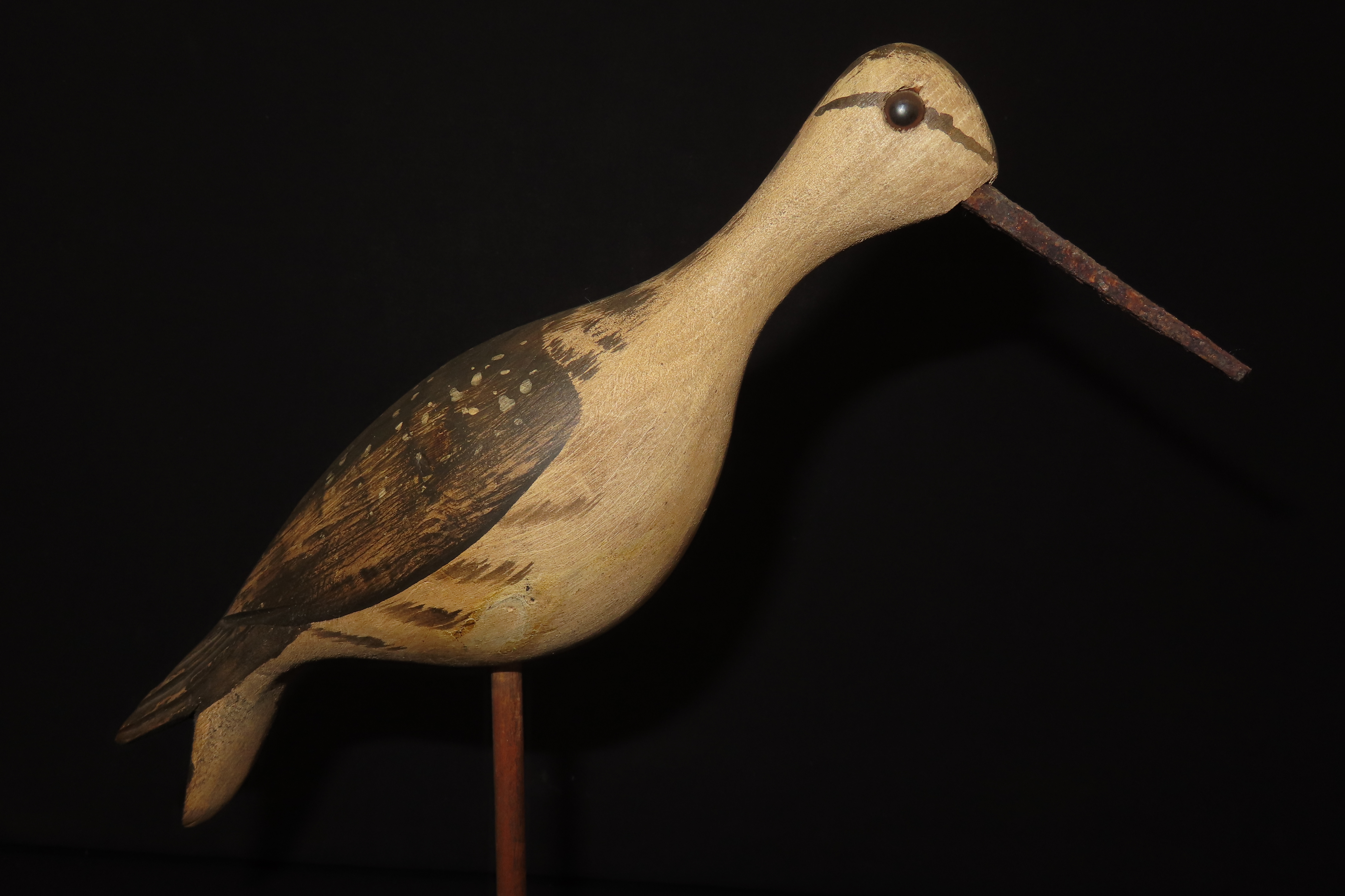 11.5" Vintage Carved Wooden Shore Bird Figurine by William Kirkpatrick