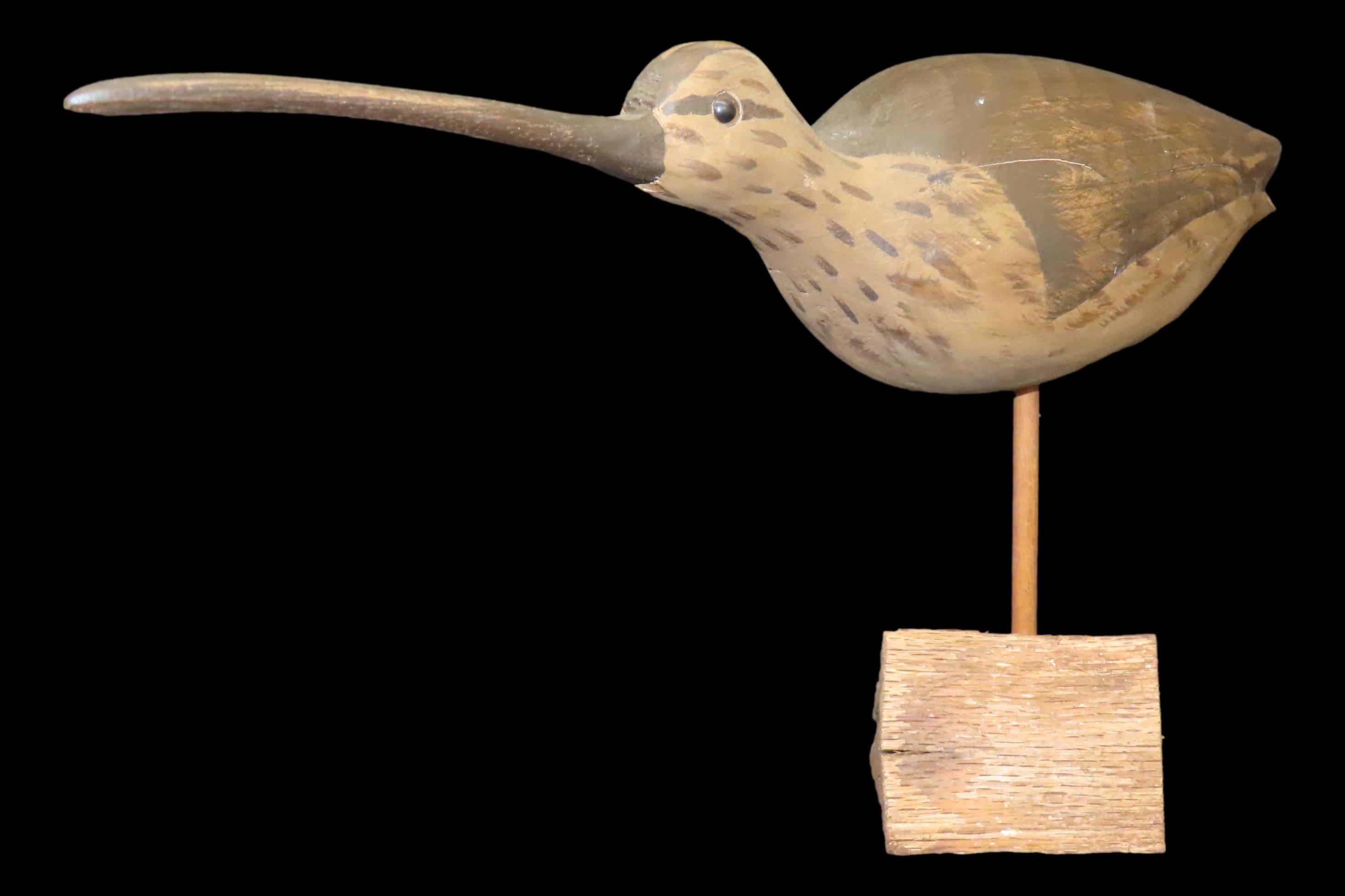 8" Vintage Carved Wooden Shore Bird Figurine by William Kirkpatrick