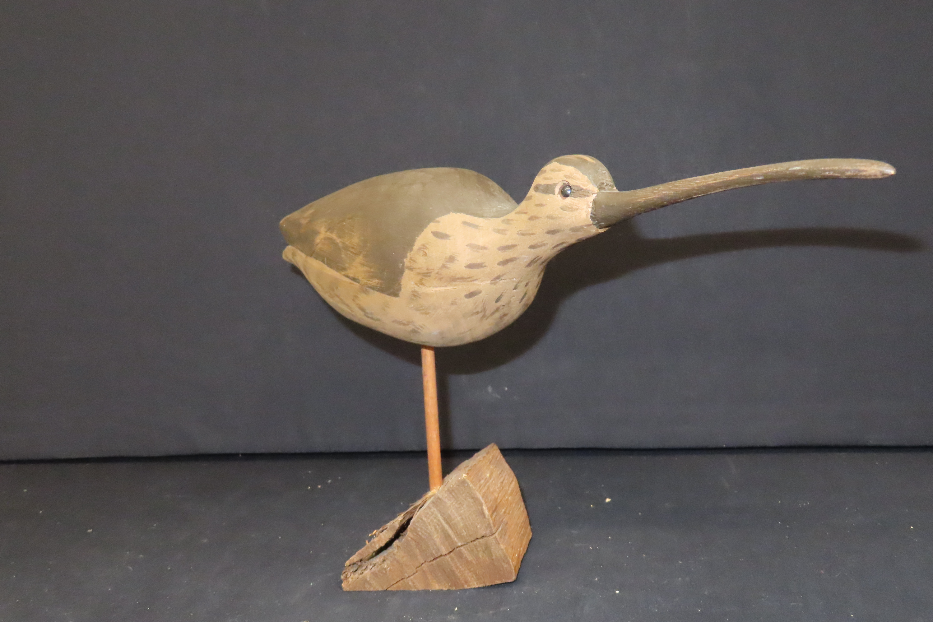 8" Vintage Carved Wooden Shore Bird Figurine by William Kirkpatrick