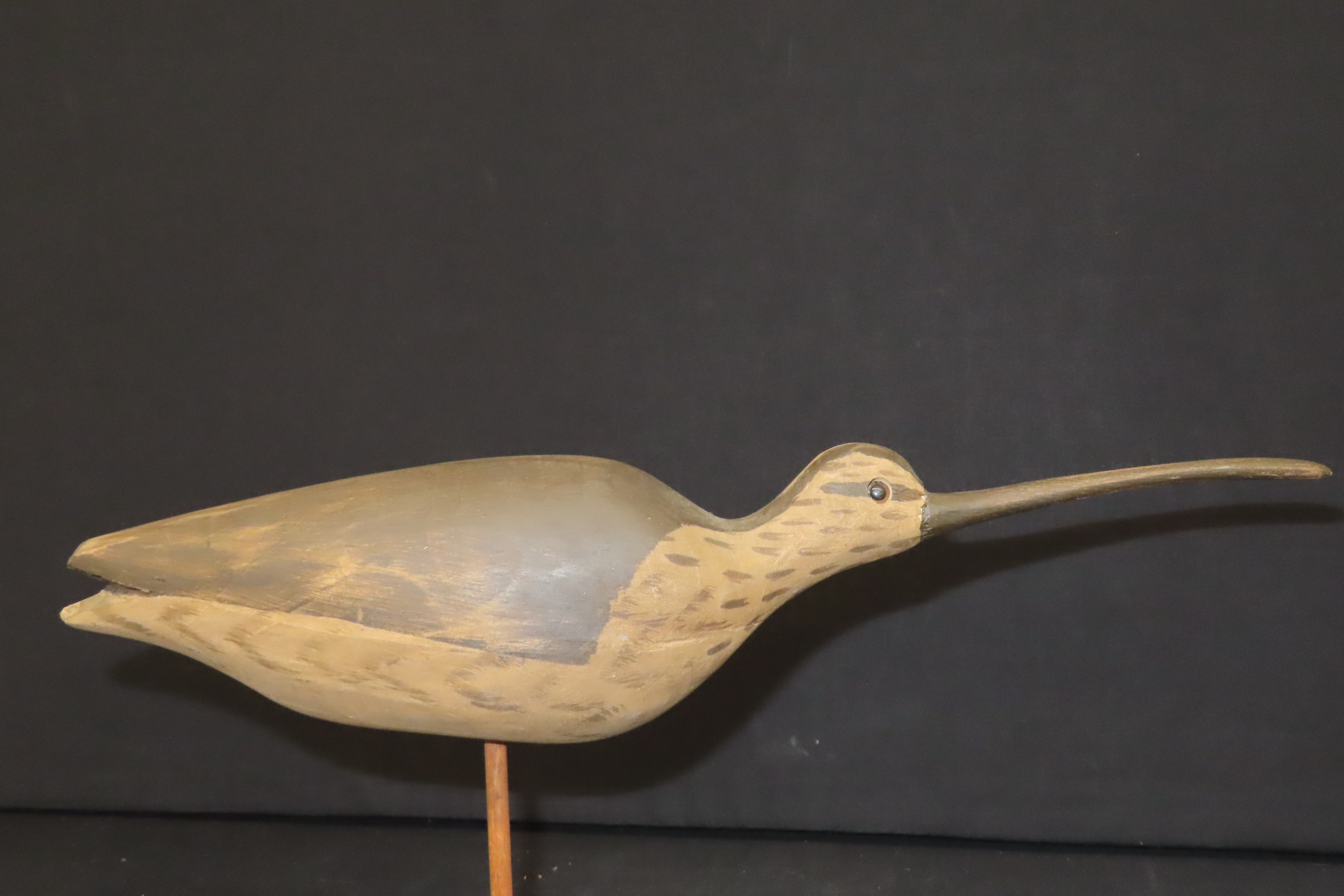 8" Vintage Carved Wooden Shore Bird Figurine by William Kirkpatrick