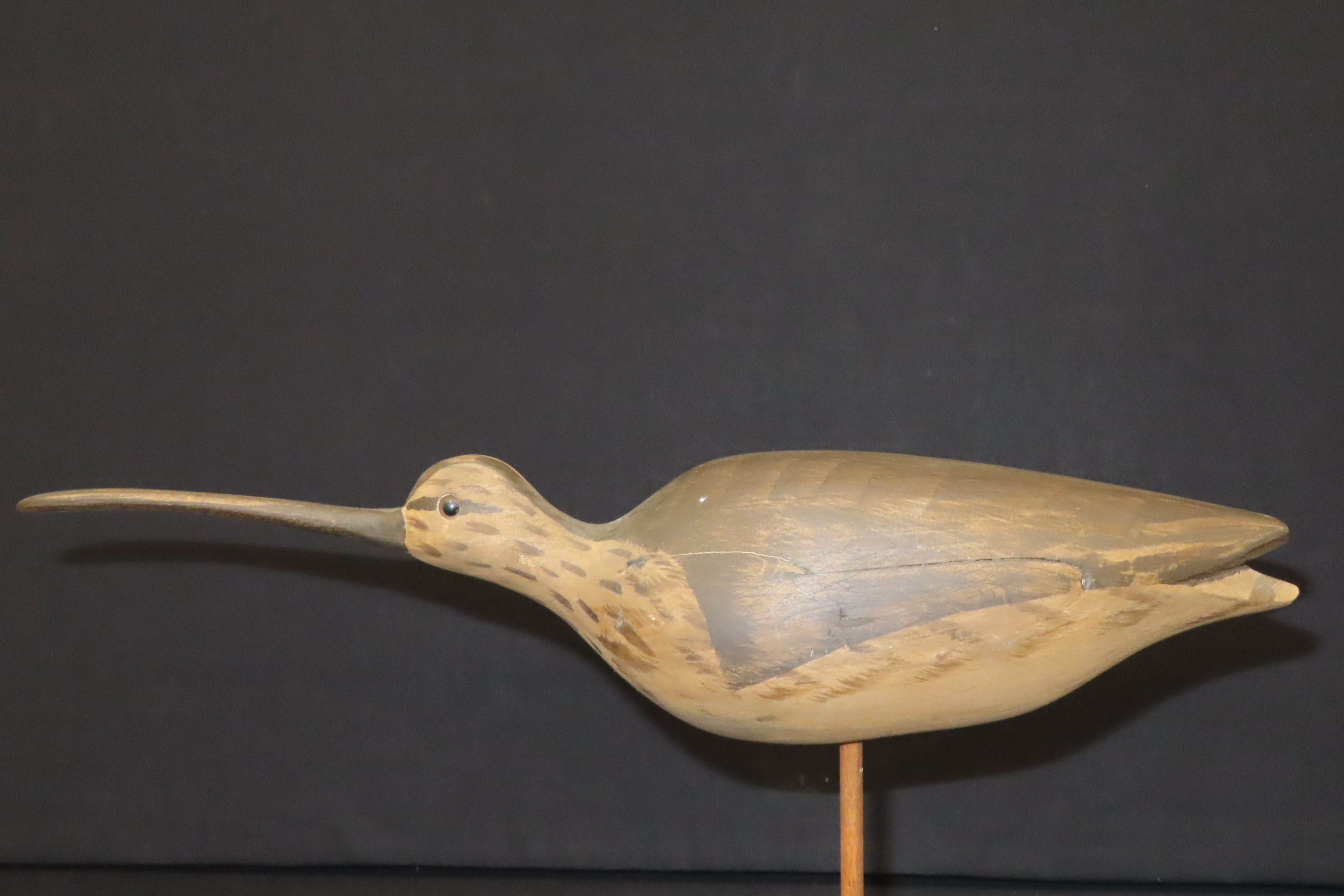 8" Vintage Carved Wooden Shore Bird Figurine by William Kirkpatrick