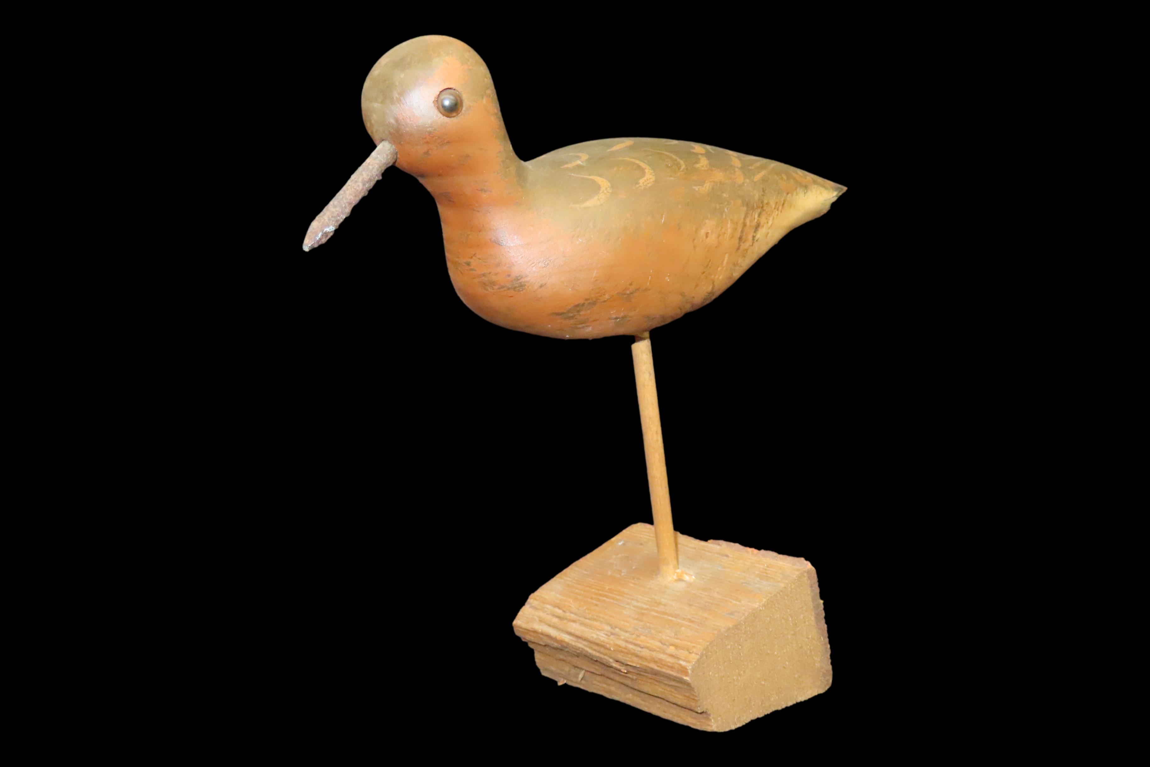 9 1/2" Vintage Carved Wooden Shore Bird Figurine by William Kirkpatrick