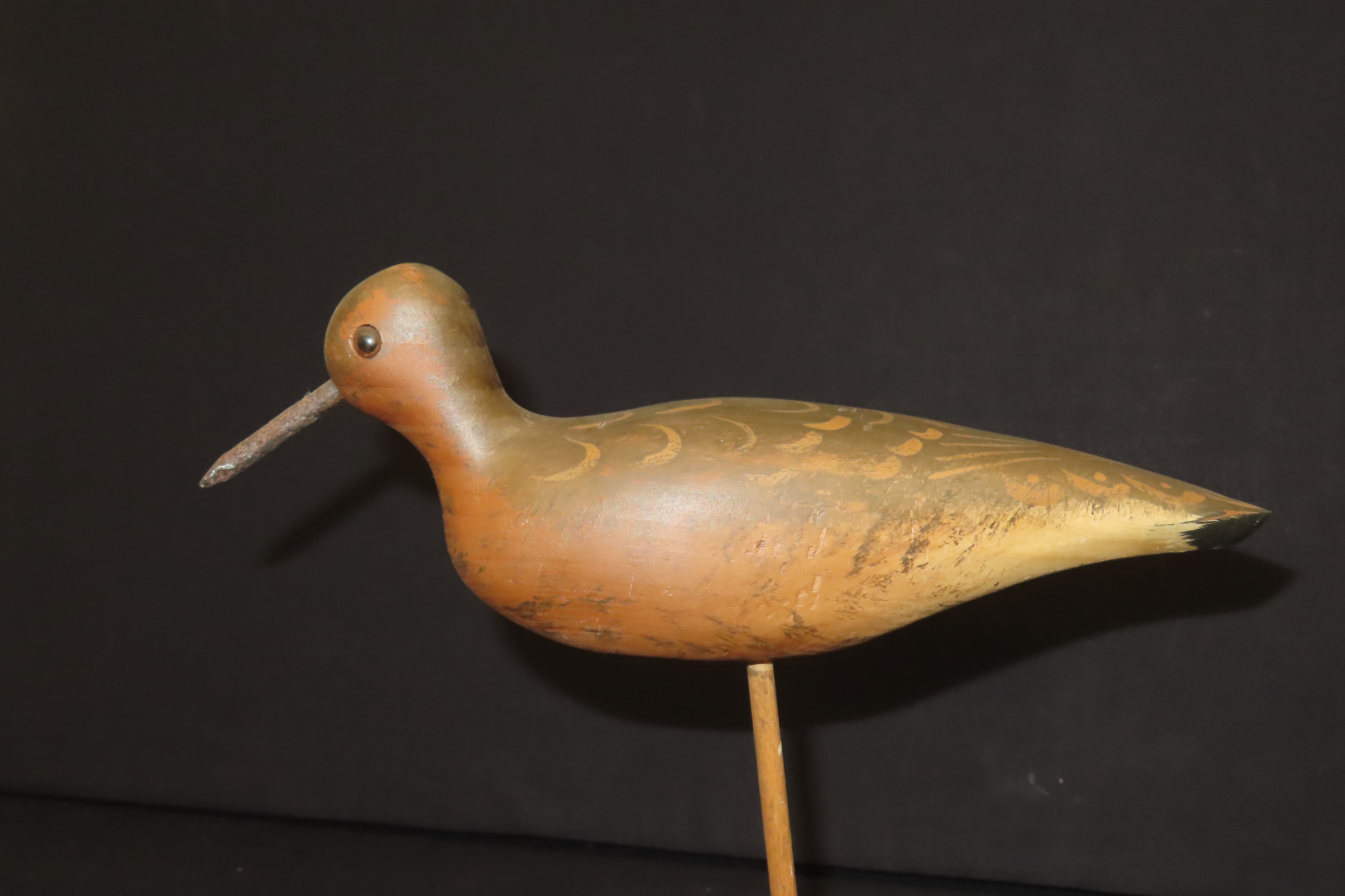 9 1/2" Vintage Carved Wooden Shore Bird Figurine by William Kirkpatrick