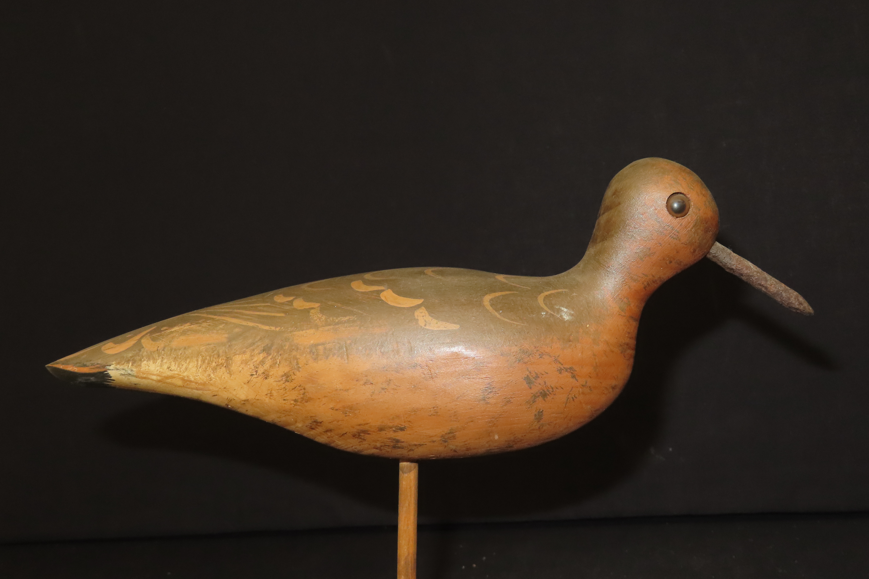 9 1/2" Vintage Carved Wooden Shore Bird Figurine by William Kirkpatrick