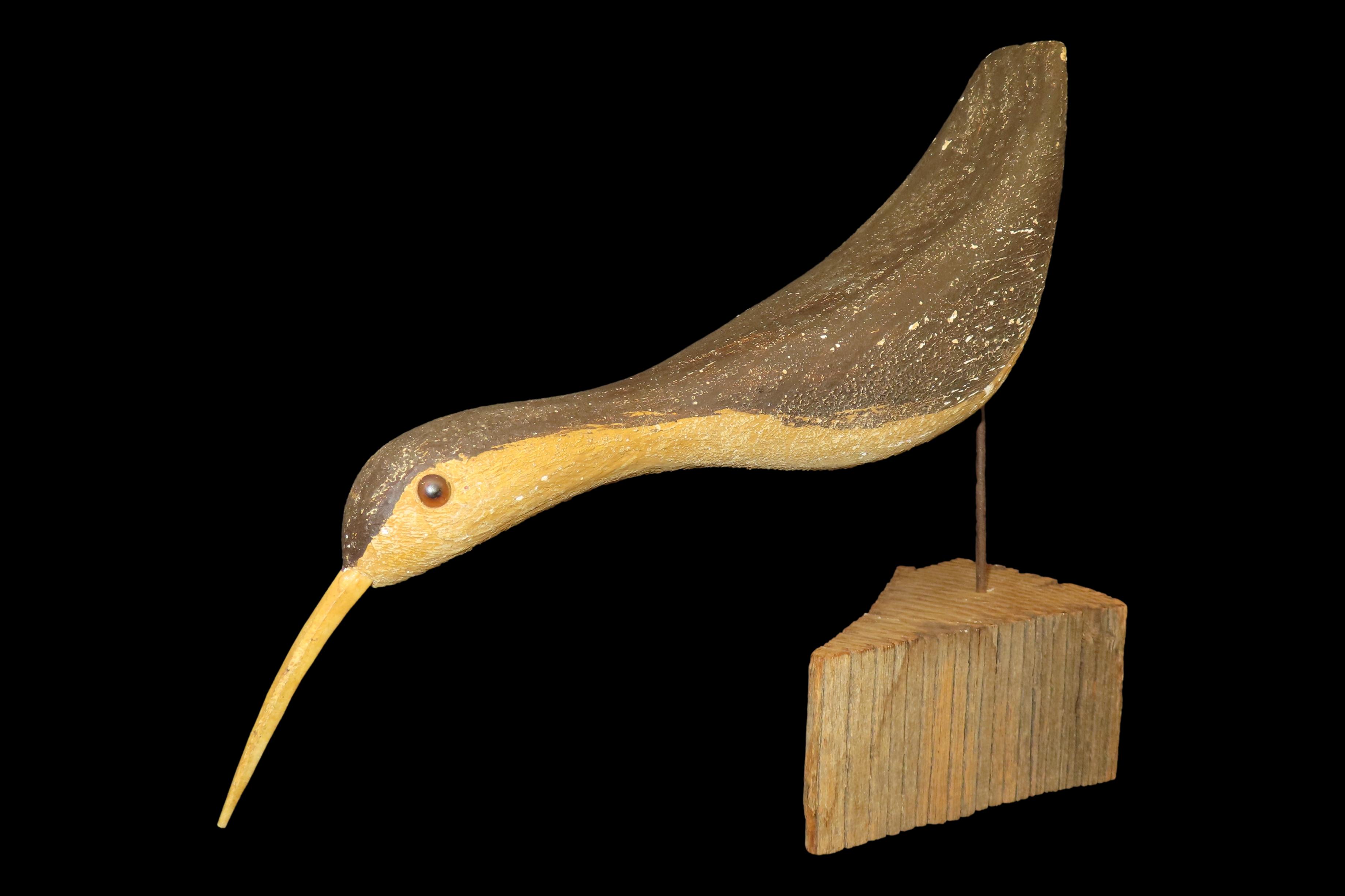 10 1/2" Vintage Carved Wooden Shore Bird Figurine