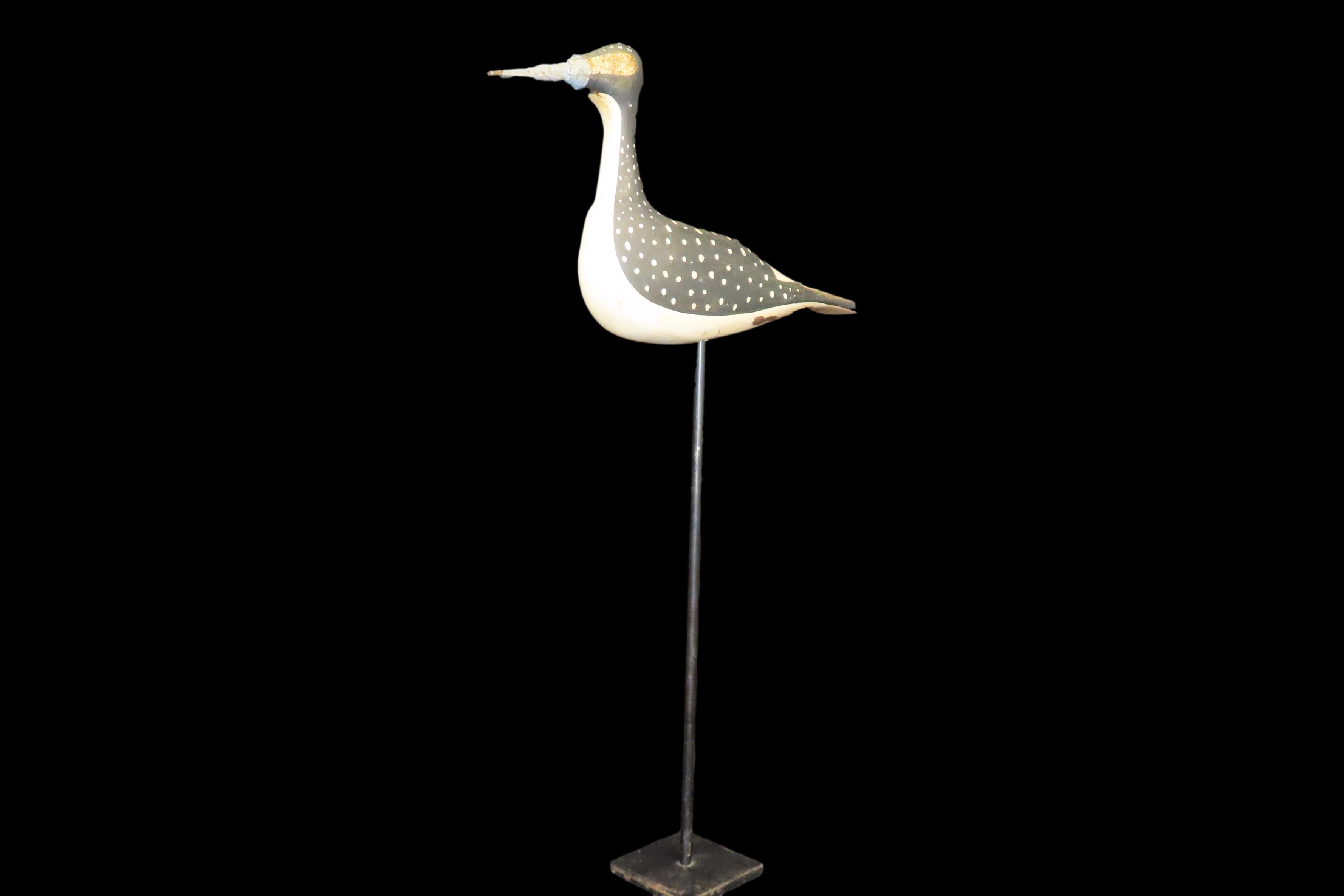 17 3/4" Vintage Carved Wooden Shore Bird Figurine