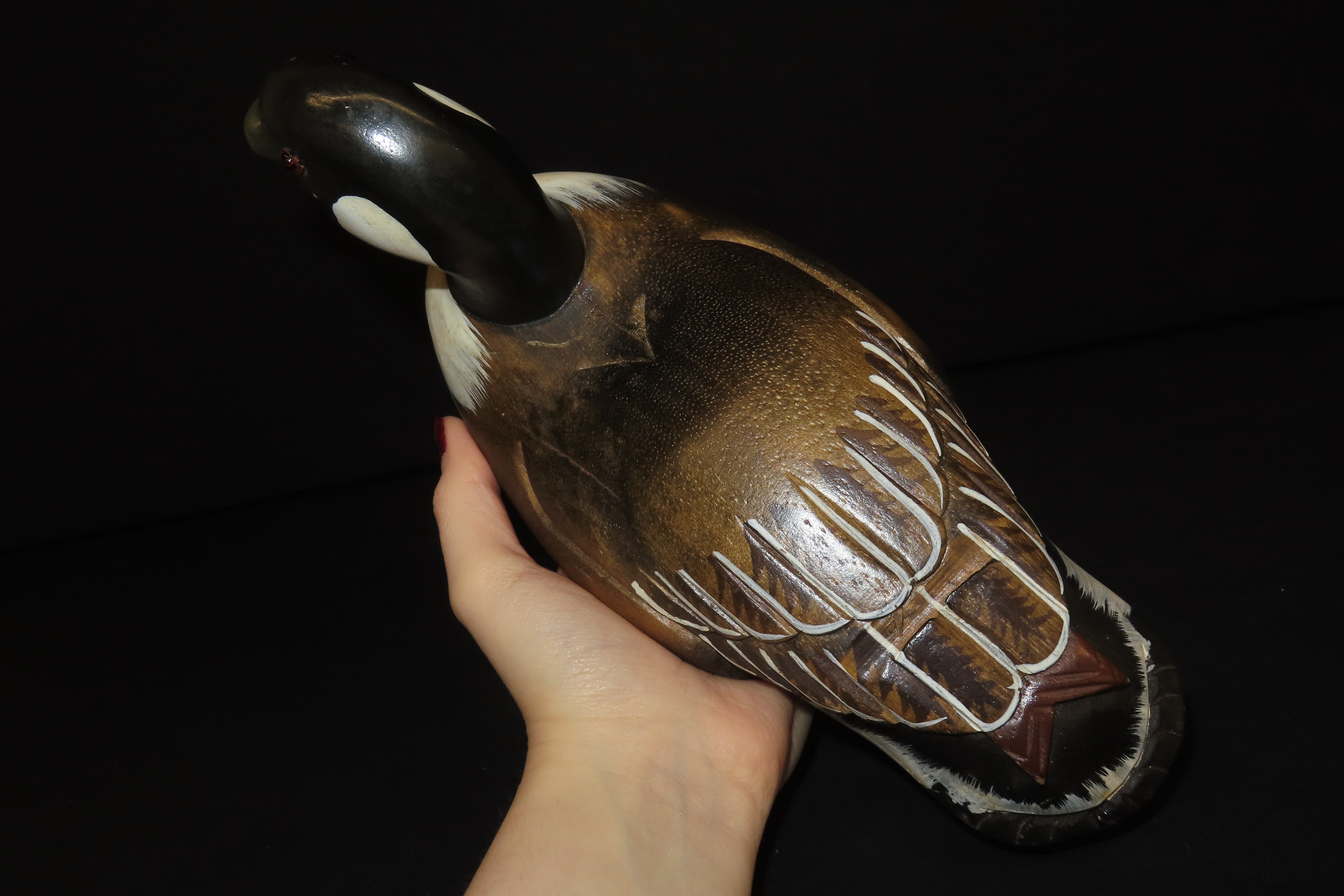 10 1/2" x 4 3/4" Antique Wooden Duck Decoy