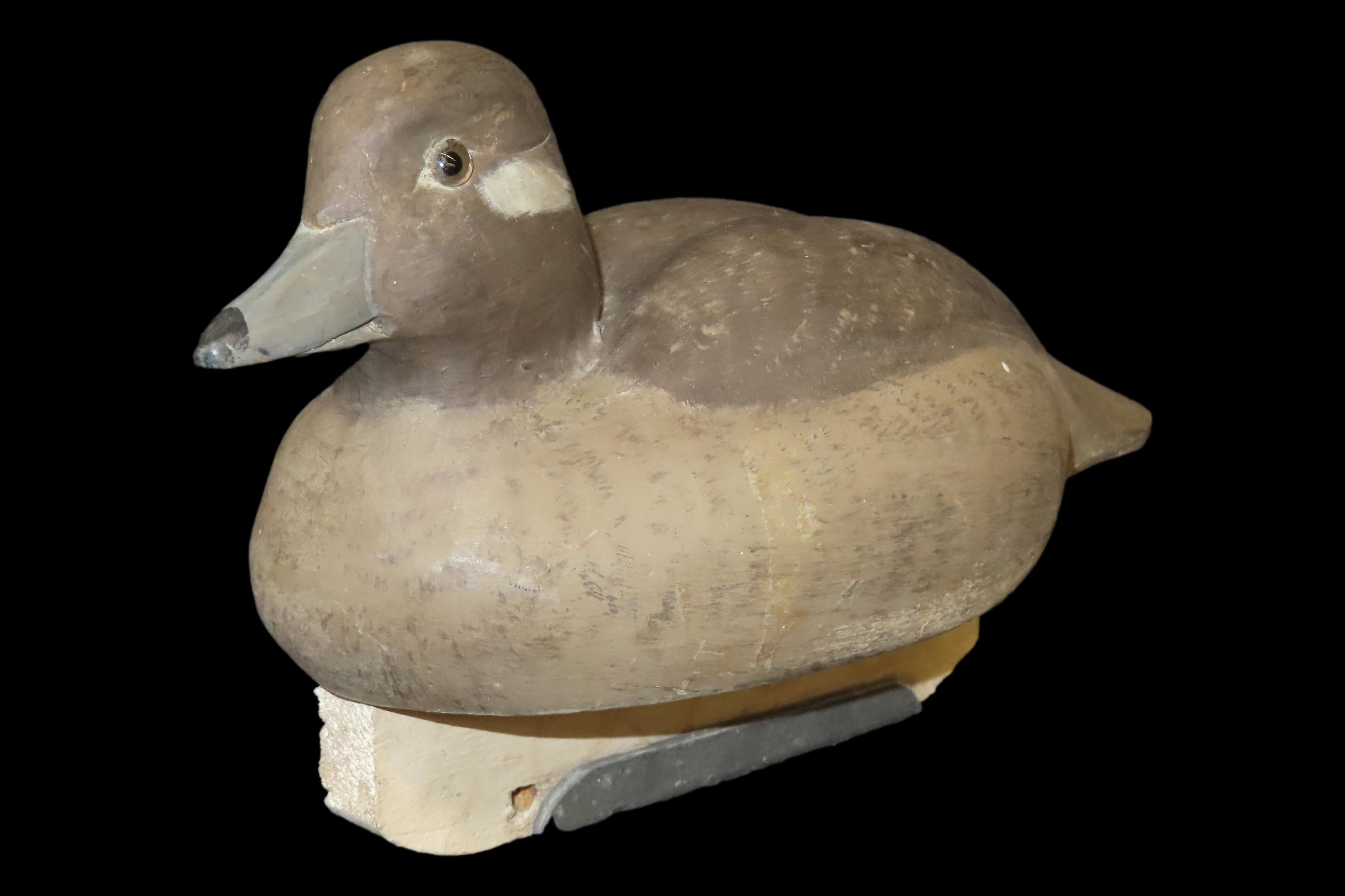 11 1/2" x 6 1/4" Antique Wooden Duck Decoy, Marked M.C.R.