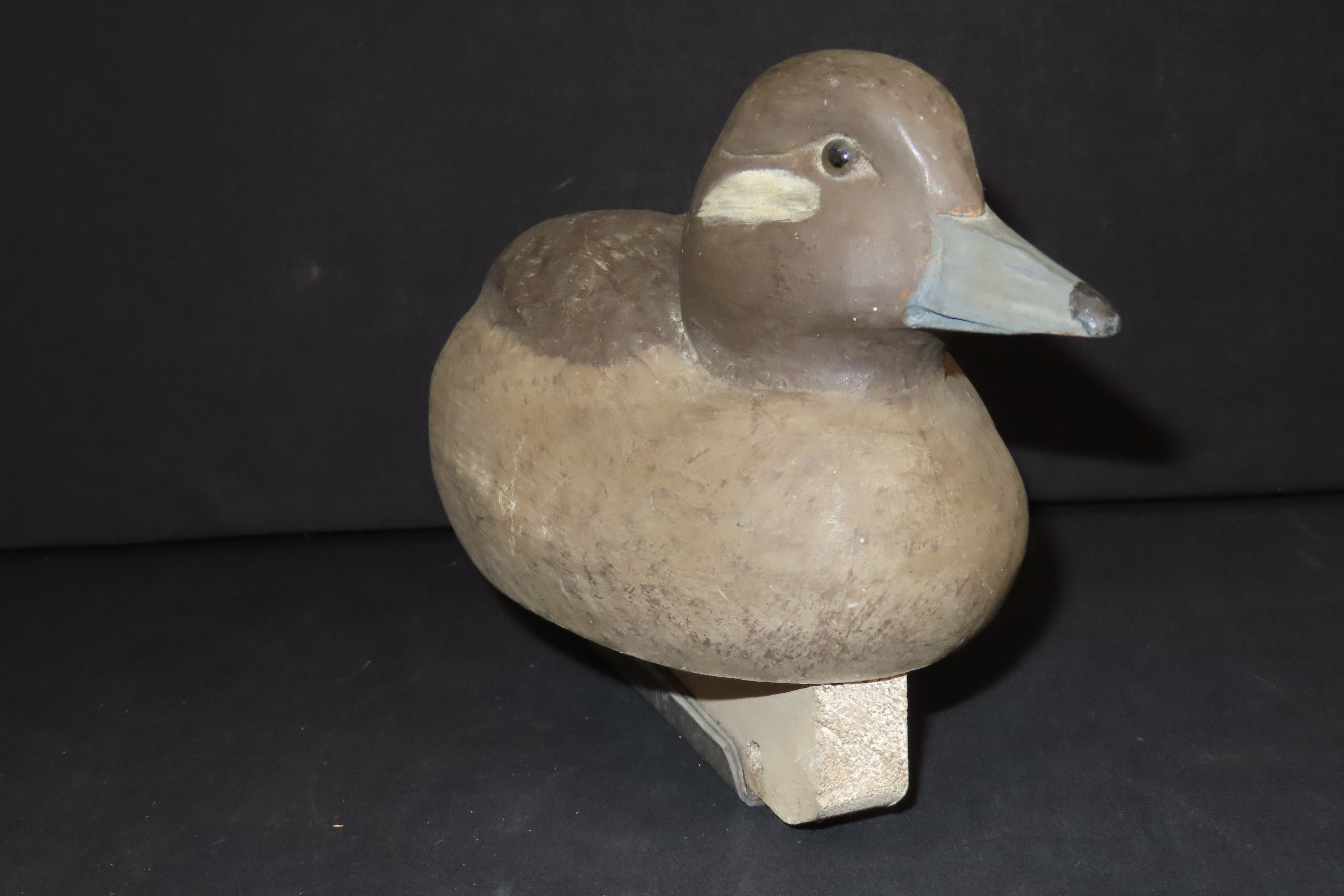 11 1/2" x 6 1/4" Antique Wooden Duck Decoy, Marked M.C.R.