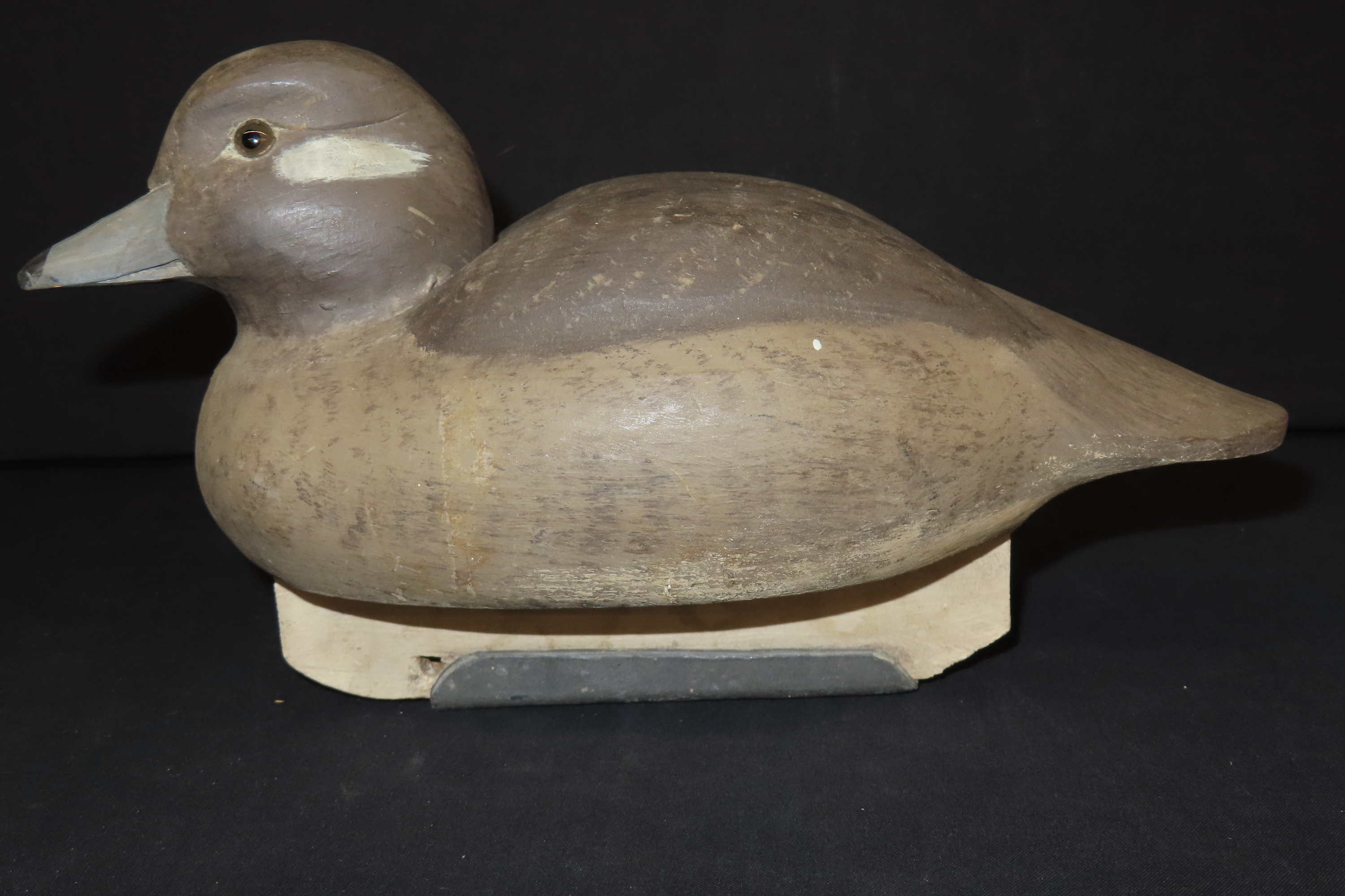 11 1/2" x 6 1/4" Antique Wooden Duck Decoy, Marked M.C.R.