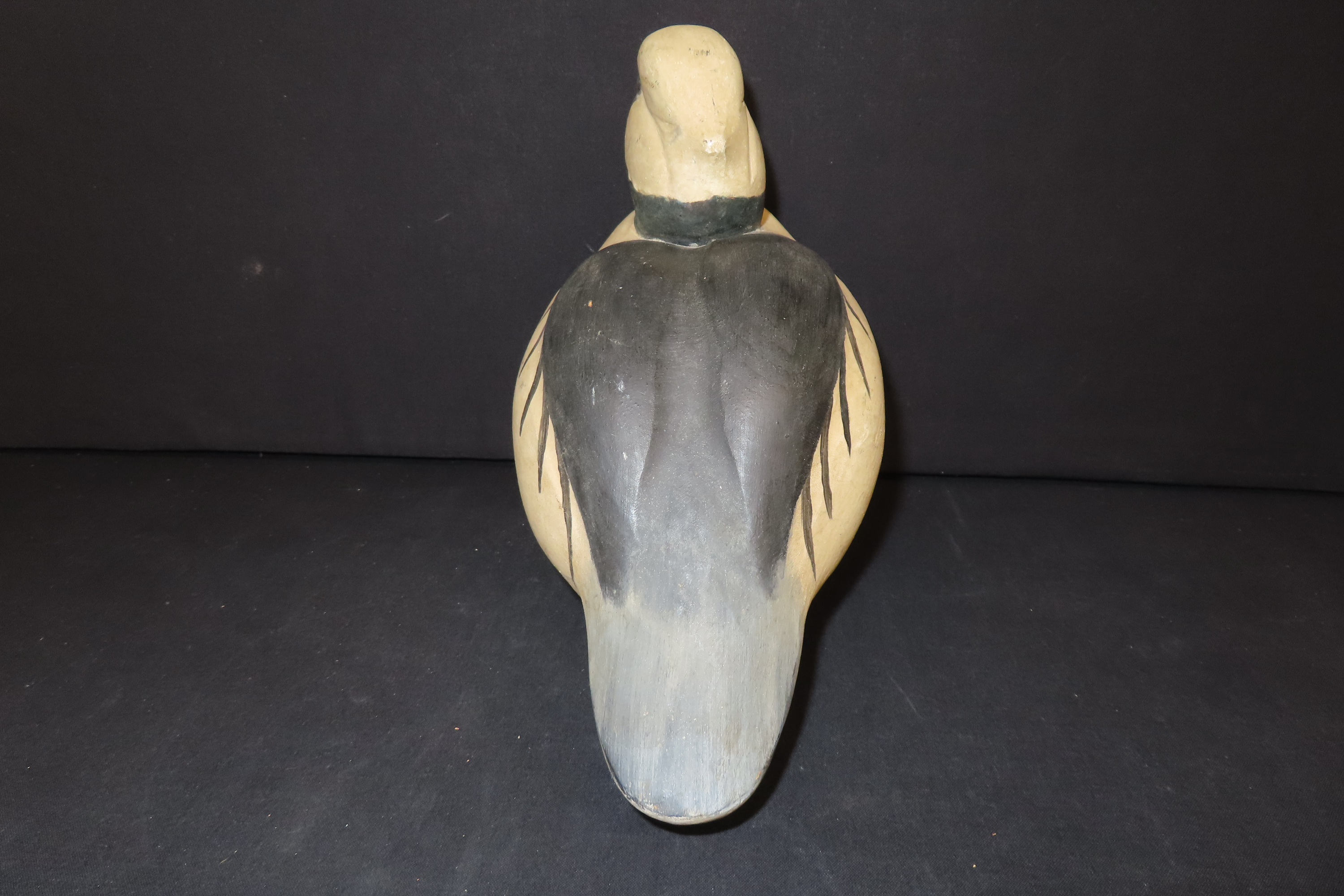 10 1/2" x 6 1/2" Antique Wooden Duck Decoy, Marked M.C.R.