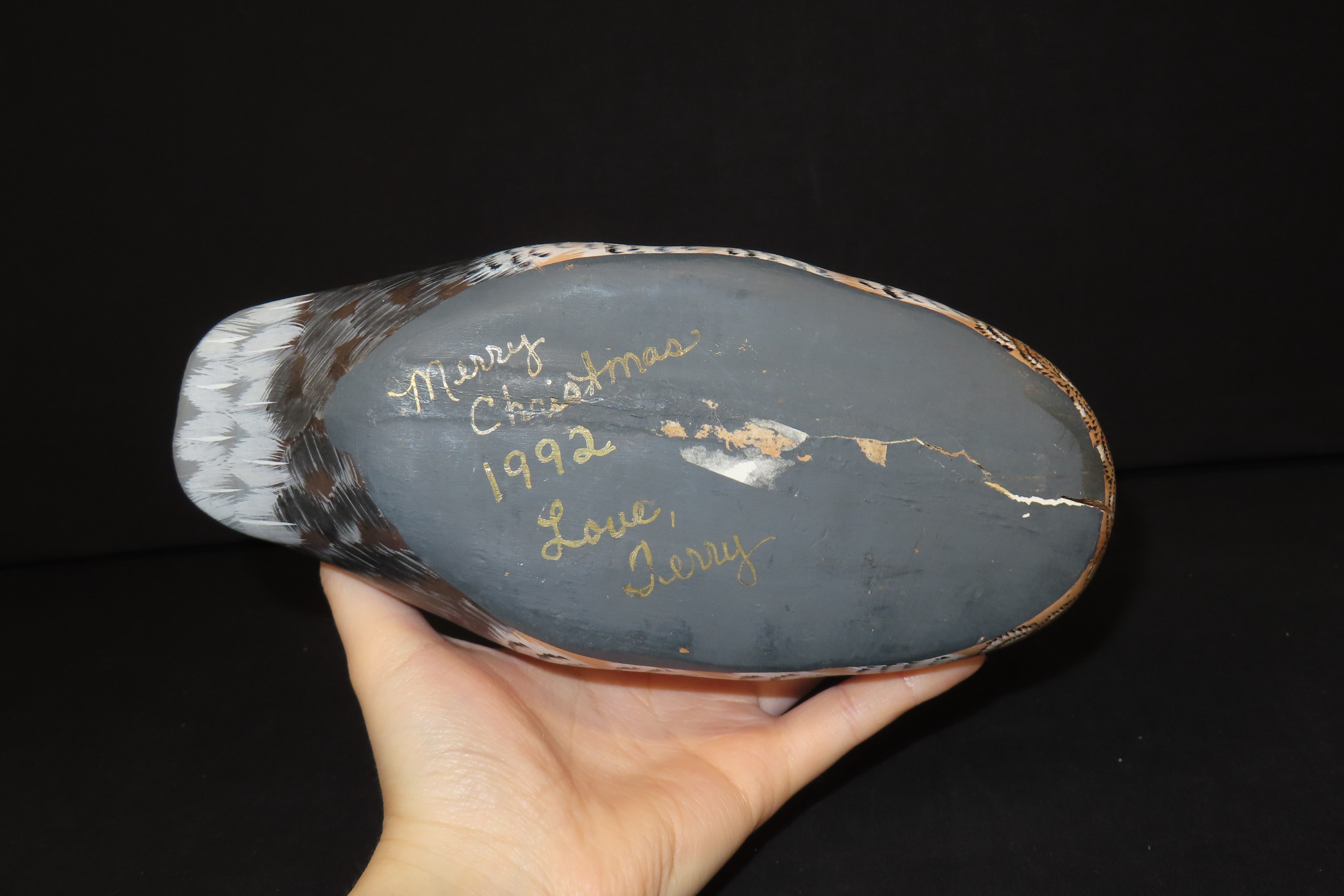 8 1/2" x 4 3/4" Vintage Wooden Duck Decoy, Possibly by Albert E. Price, Carved Plumage