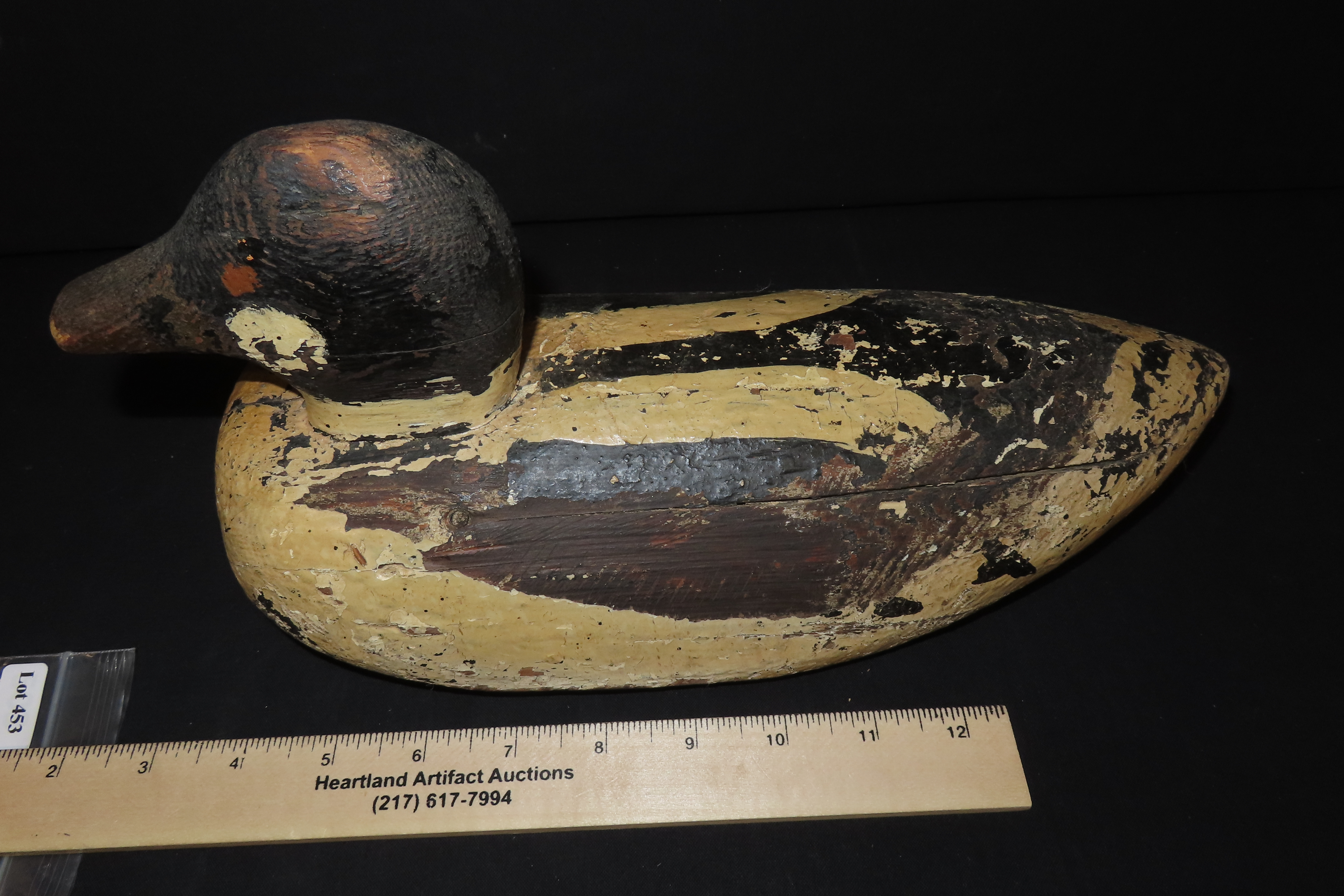 12 3/4" x 6 1/4" Antique Hand-Carved Duck Decoy