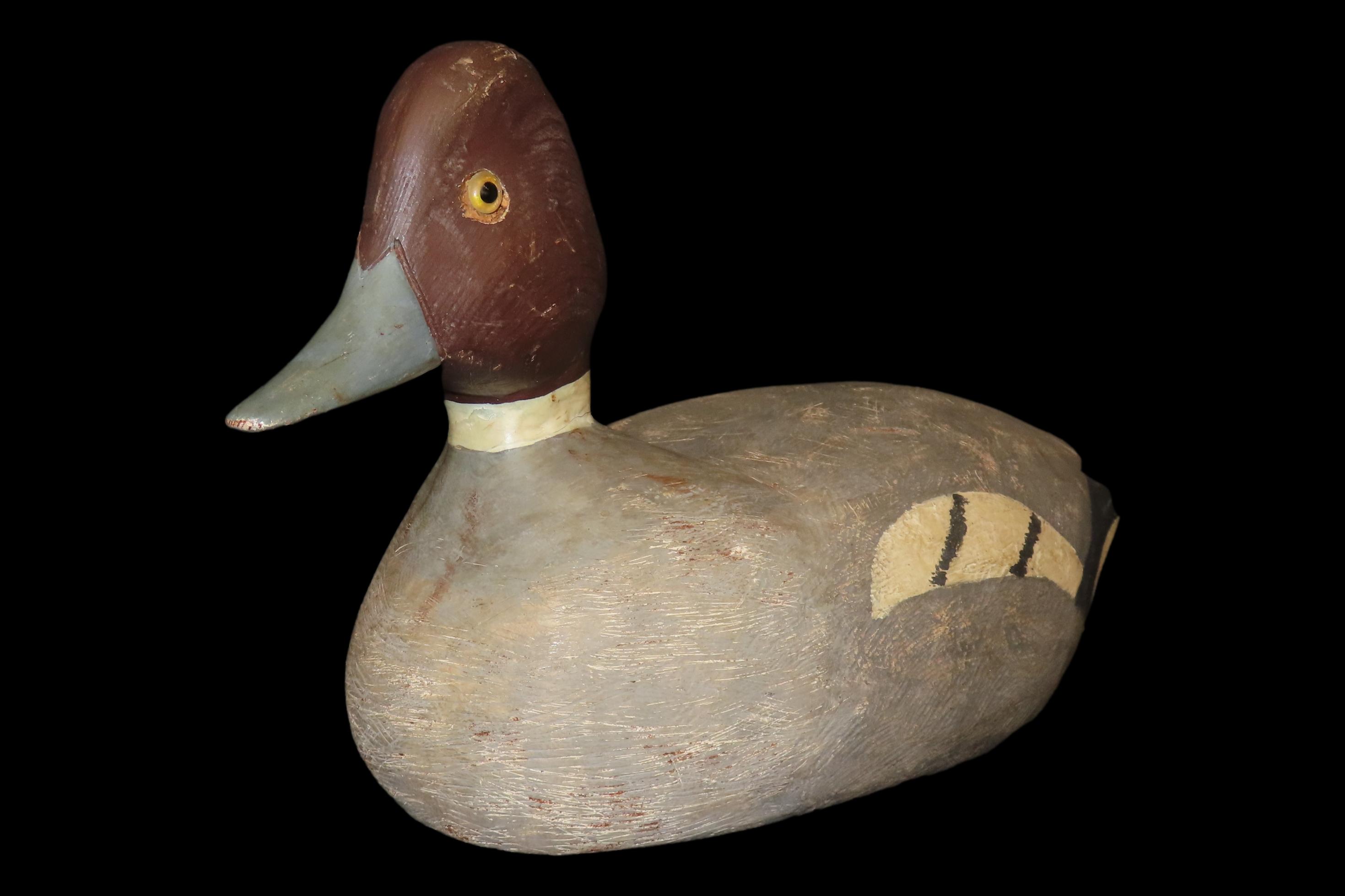 14 1/4" x 7 1/8" Antique Female Goldeneye Duck Decoy, Solid Redwood