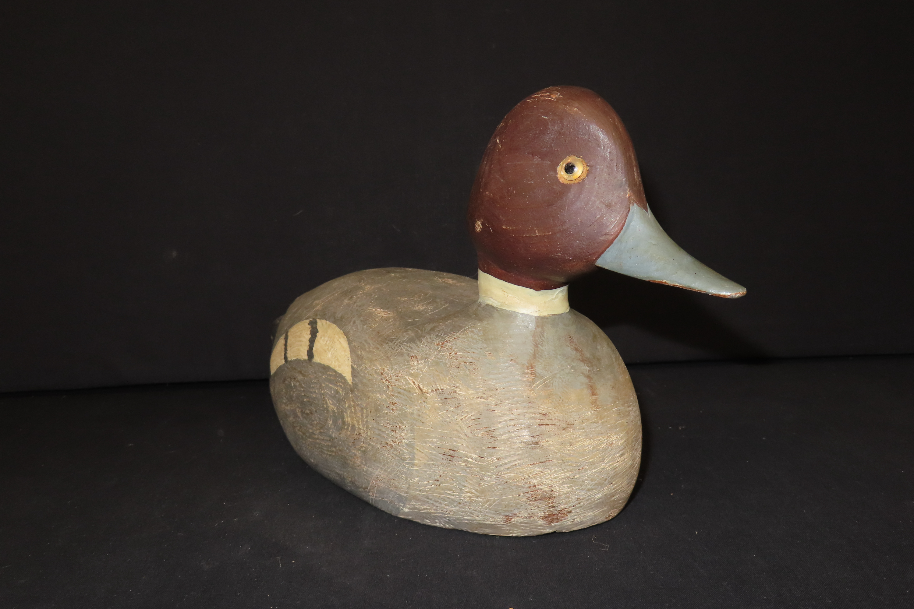 14 1/4" x 7 1/8" Antique Female Goldeneye Duck Decoy, Solid Redwood