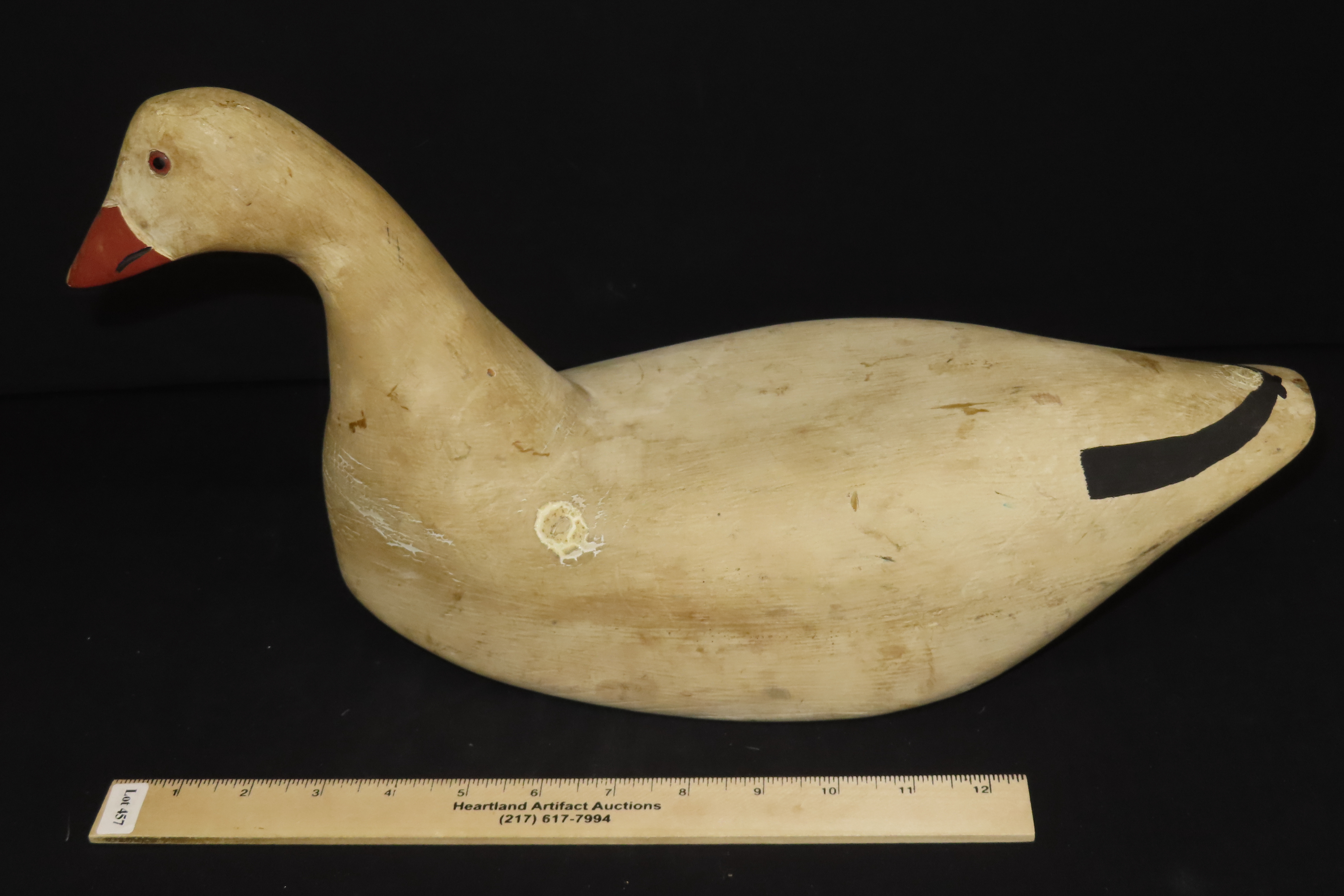 17" x 9" Carved Swan Decoy, Robert Halzworth, Solon, Maine, October 1977