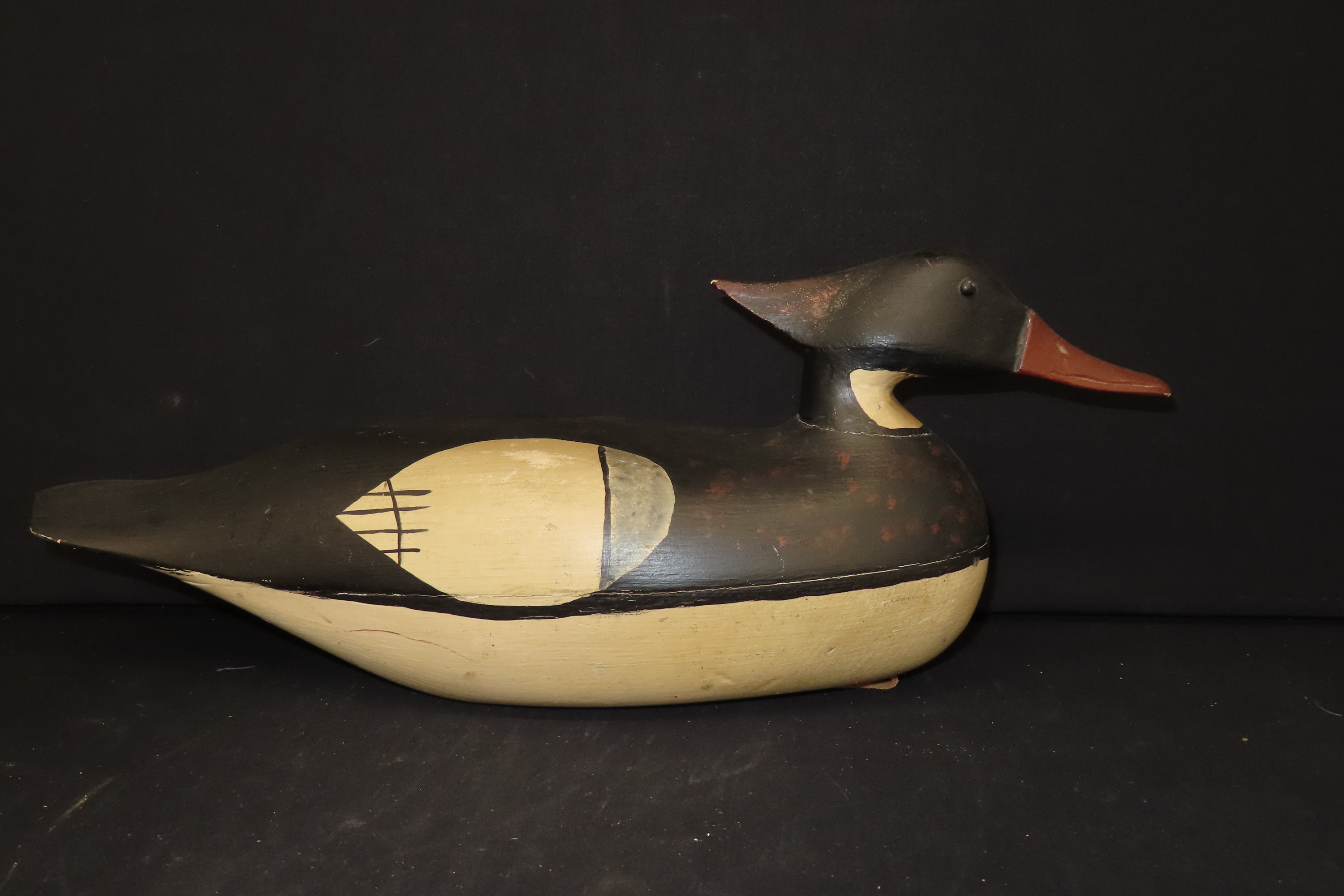16 1/2" x 6 1/2" Hand-Carved Antique Duck Decoy