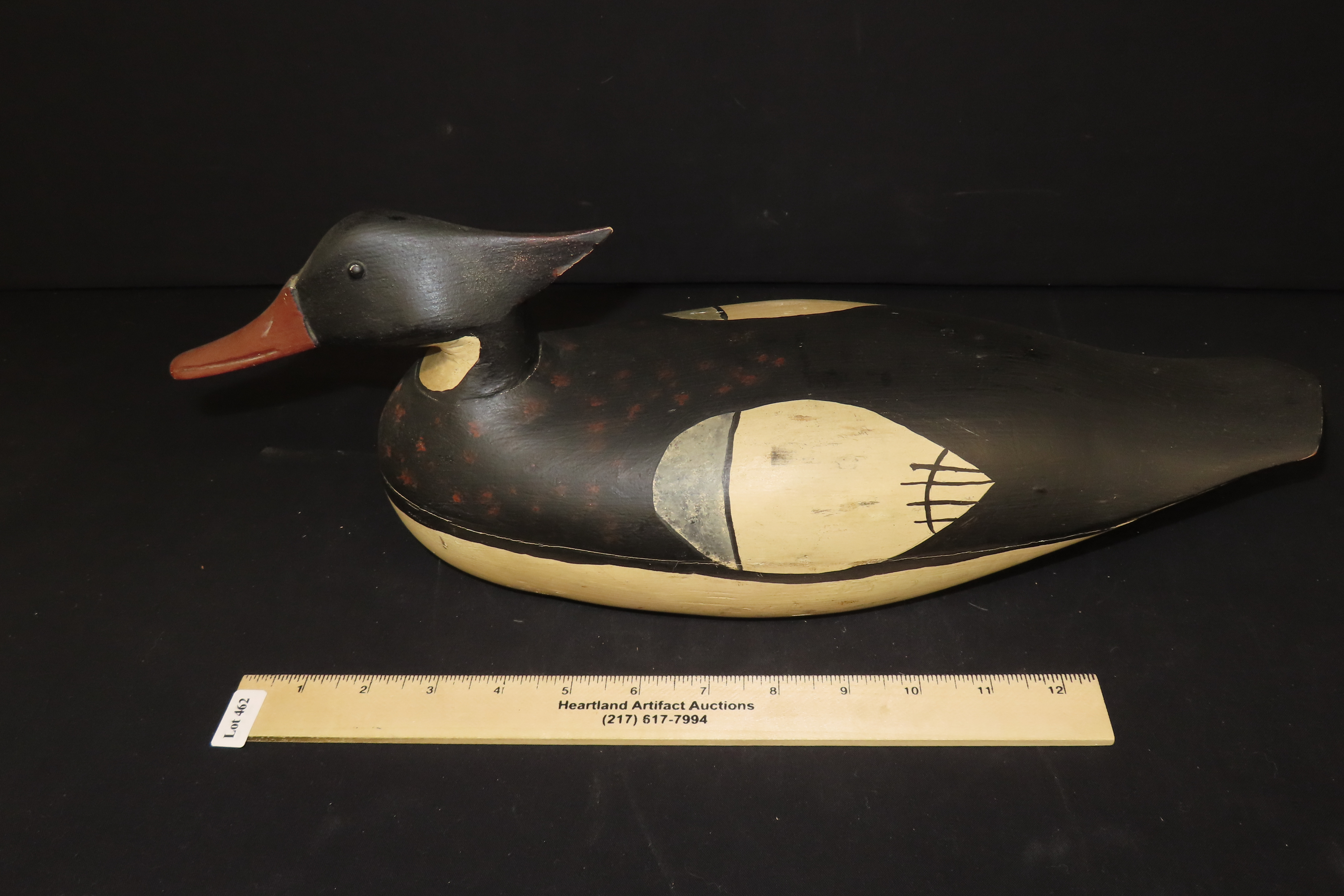 16 1/2" x 6 1/2" Hand-Carved Antique Duck Decoy