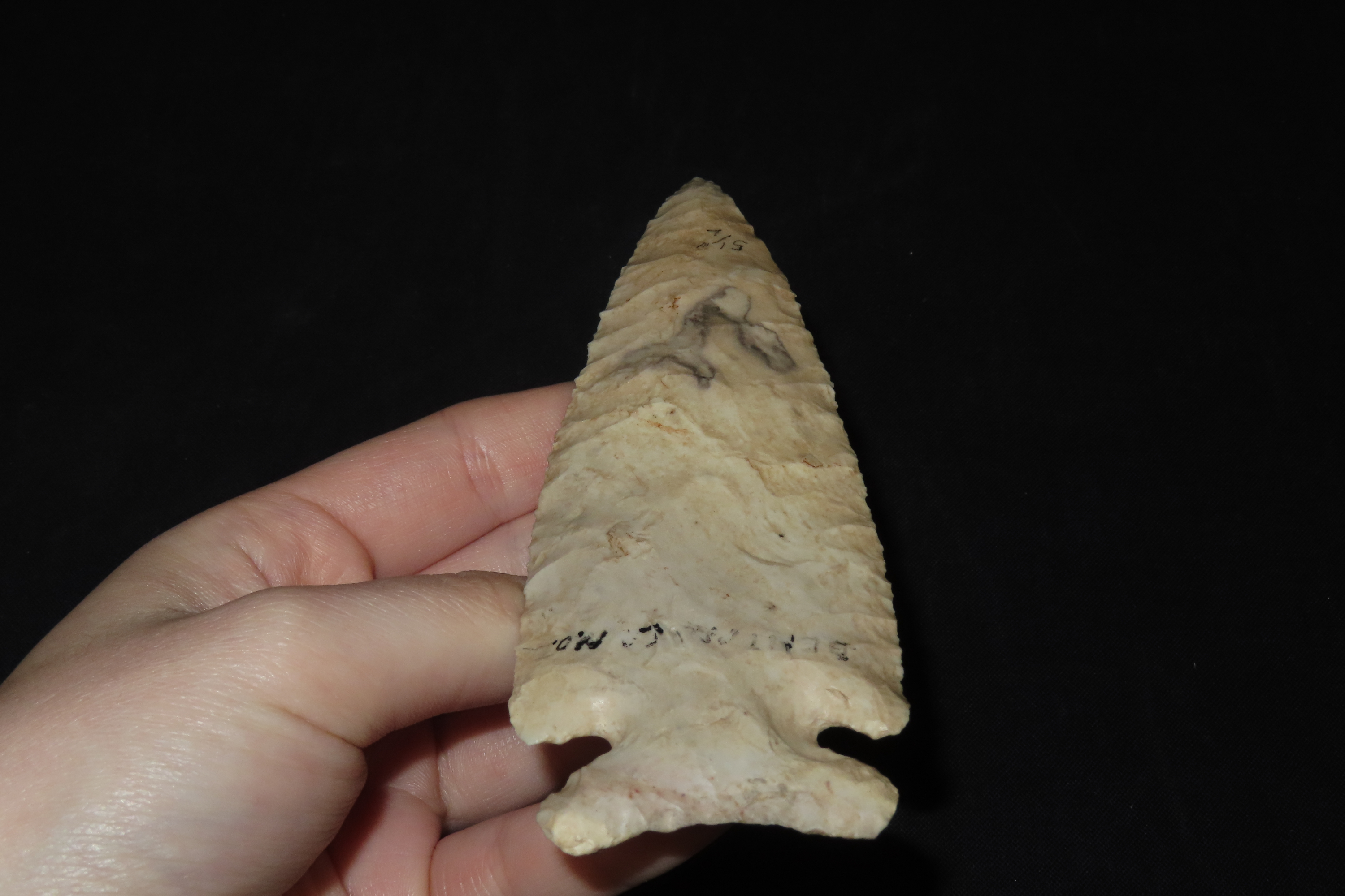 5 1/2" Thebes, Found in Benton Co. Missouri in 1963 by Tom Towland, Ex. Floyd Ritter, Ex. Bob Smith Collection, Pictured in Ritter's Collect