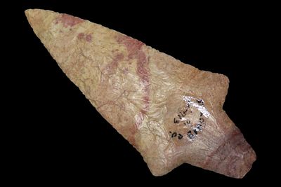 4 1/14" Dickson Adena, Colorful Material, Found in St. Louis Co. Missouri, Ex. J. Grotty, Ex. 