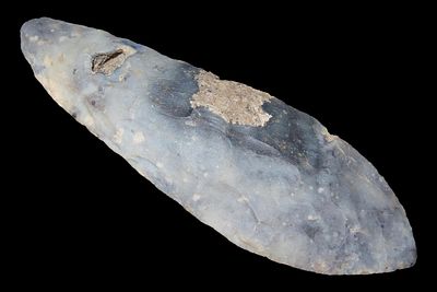 8 5/8" Pre-Columbian Mayan Blade, Found in Northern Belize, Made of a Very Colorful Material