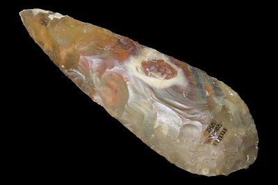 7 3/4" Pre-Columbian Mayan Blade, Found in Northern Belize, Made of a Very Colorful Material